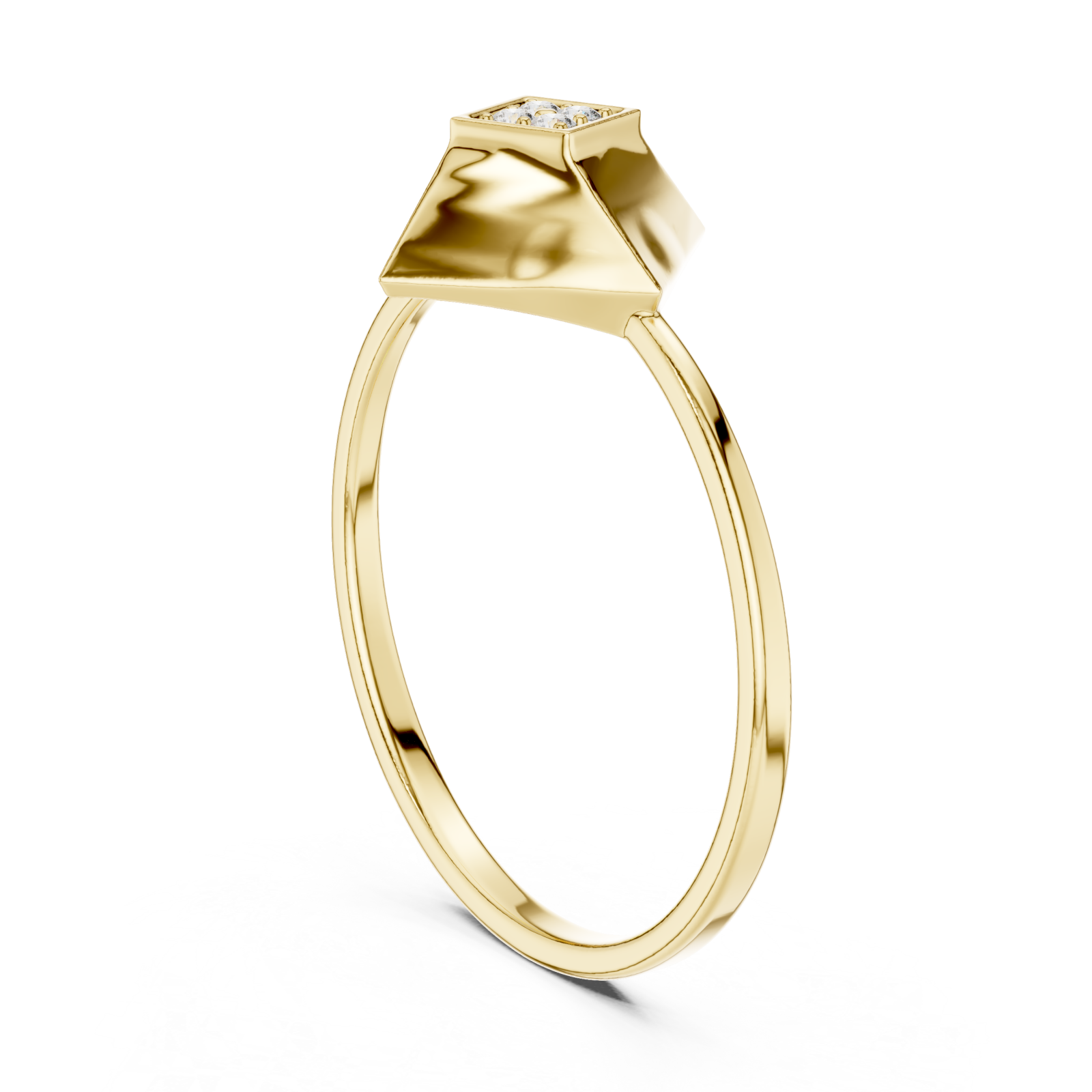  Gold Sculpted Horizon Modern Band Left View