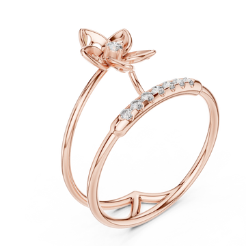  Rose Gold Petal Embrace Twin Band Ring Right View