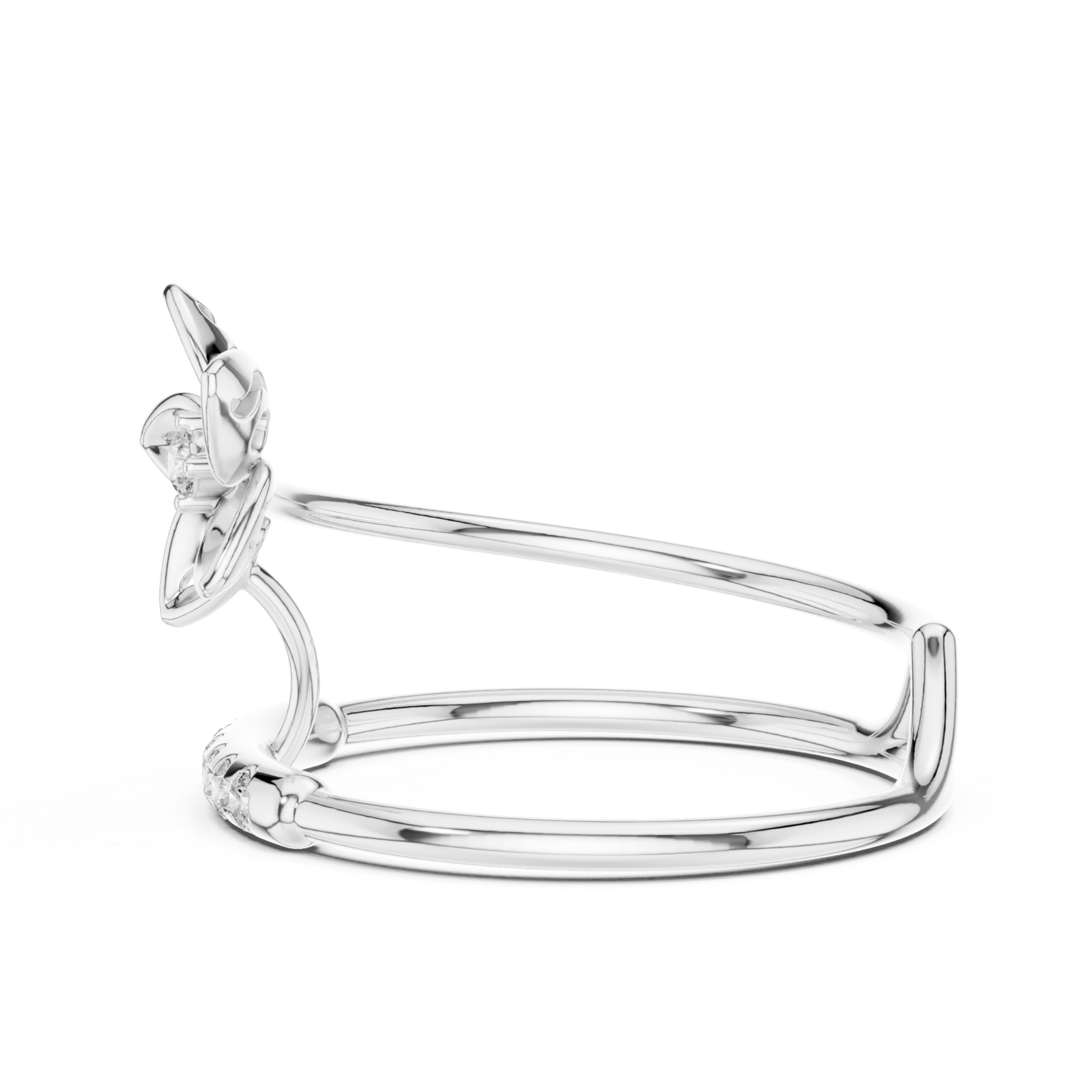  White Gold Petal Embrace Twin Band Ring Side View