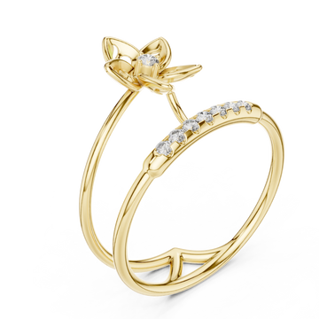 Gold Petal Embrace Twin Band Ring Right View
