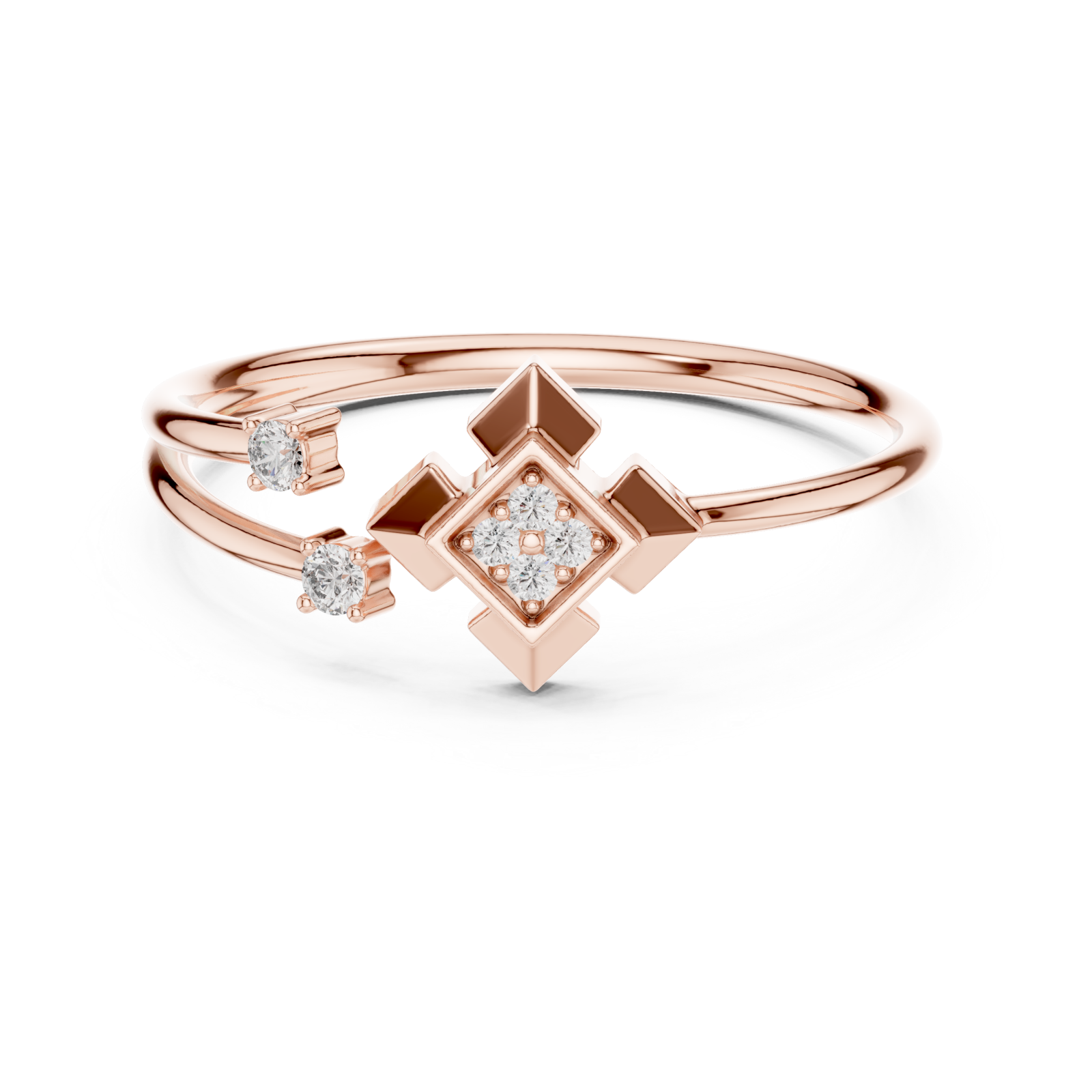  Rose Gold Luminous Unity Open Band Ring Front View