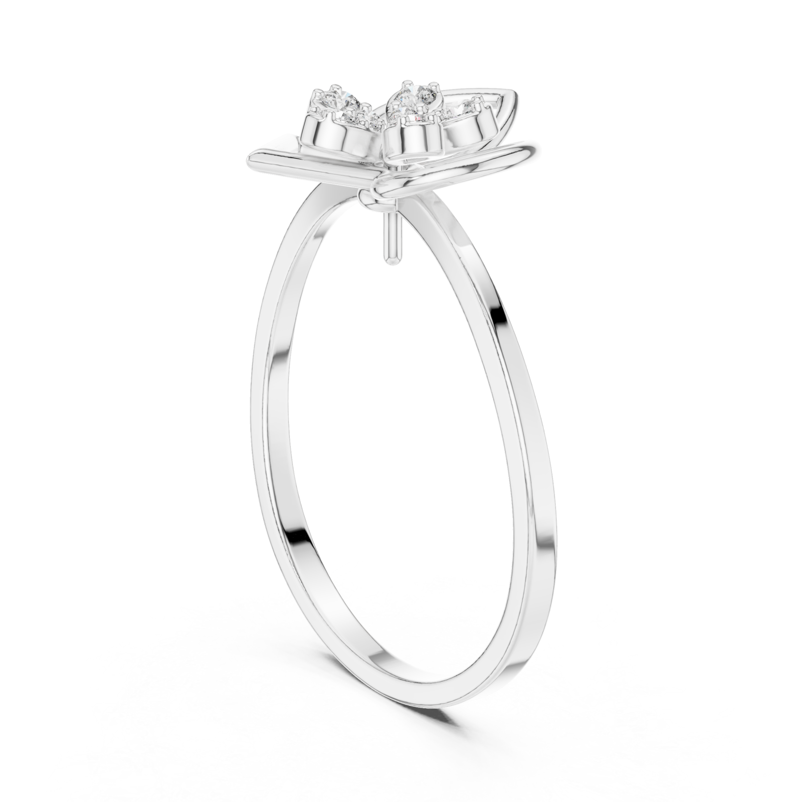  White Gold Enchanted Morning Meadow Blossom Ring Left View