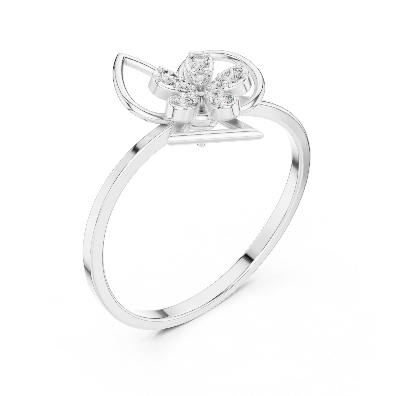  White Gold Enchanted Morning Meadow Blossom Ring Right View