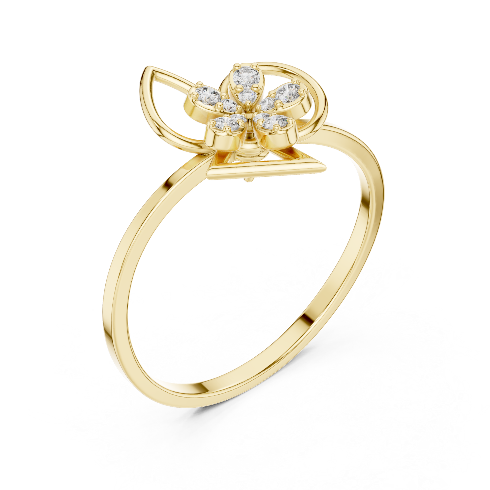 Gold Enchanted Morning Meadow Blossom Ring Right View