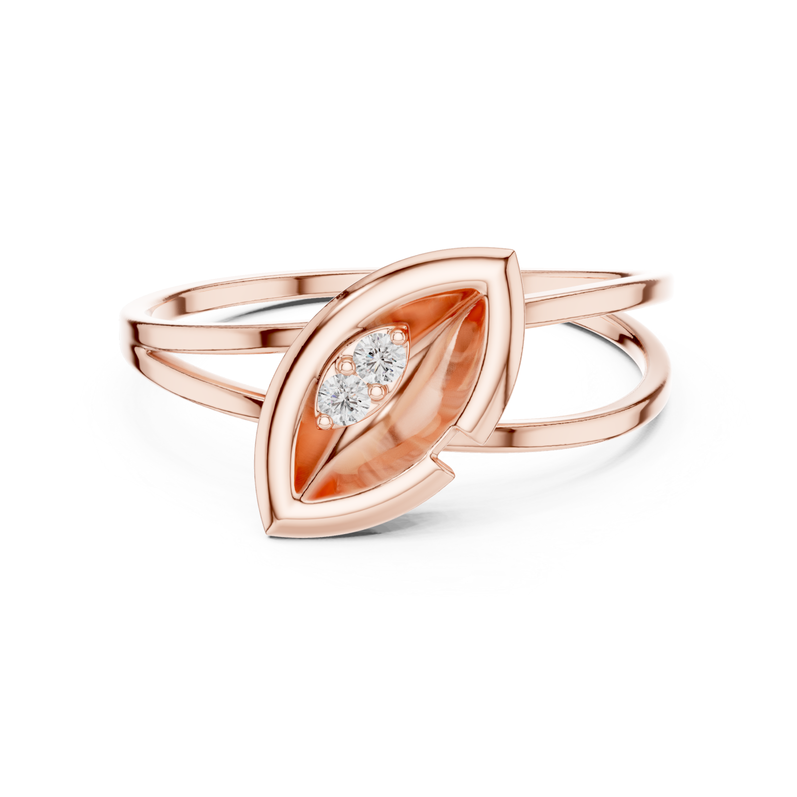  Rose Gold Blossom Embrace Modern Ring Front View