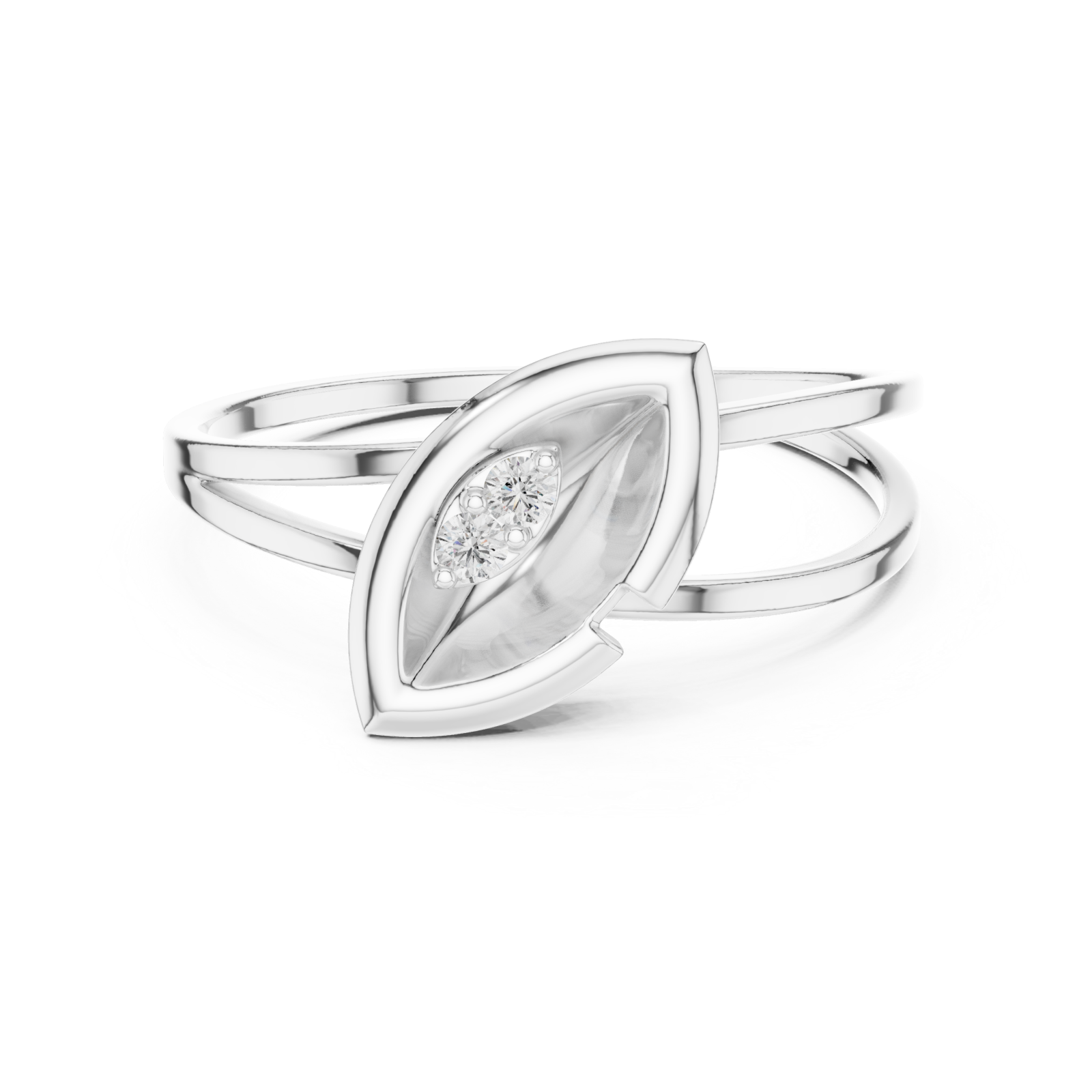  White Gold Blossom Embrace Modern Ring Front View