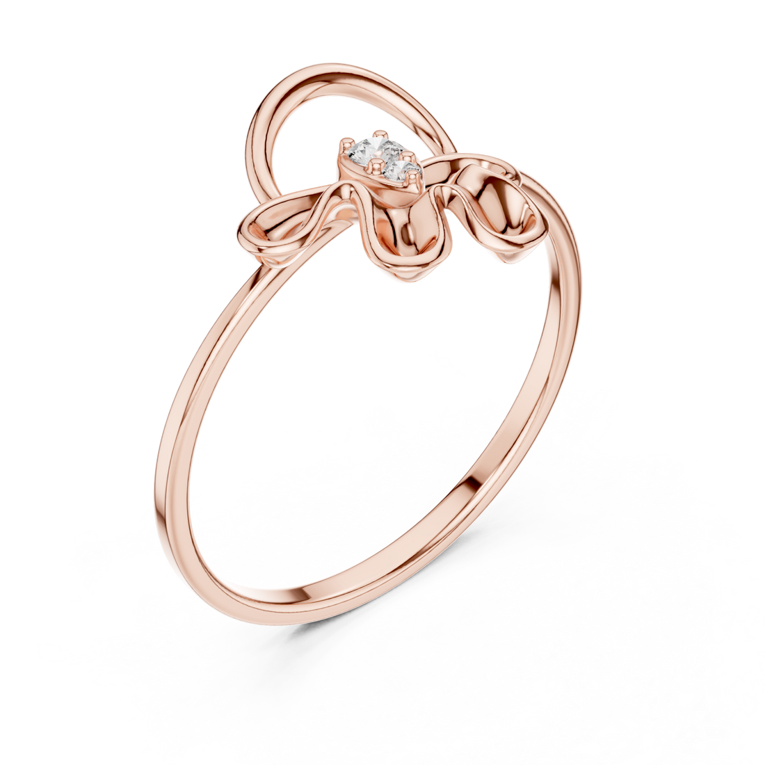  Rose Gold Serene Loop Accent Promise Ring Right View