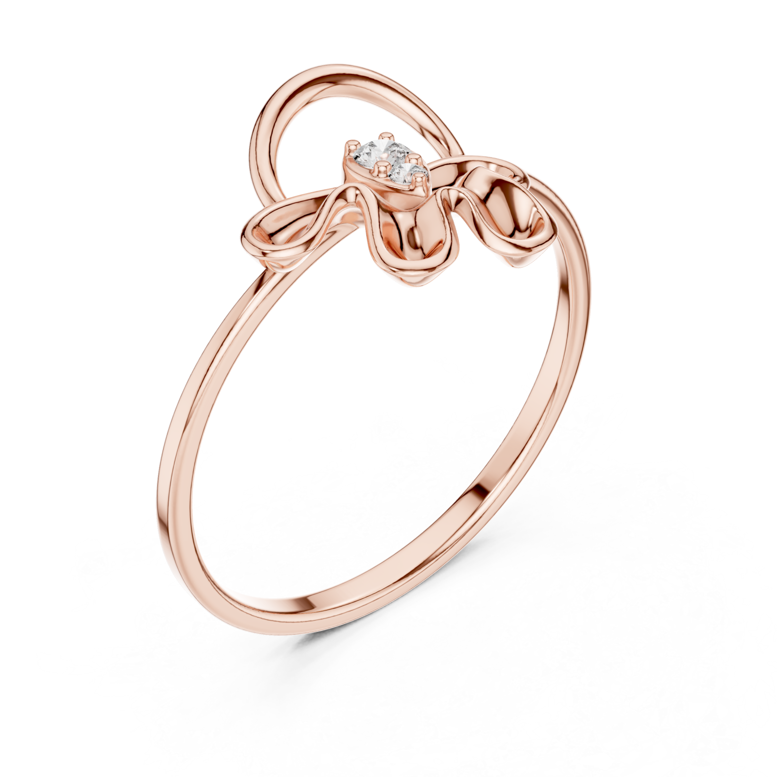  Rose Gold Serene Loop Accent Promise Ring Right View