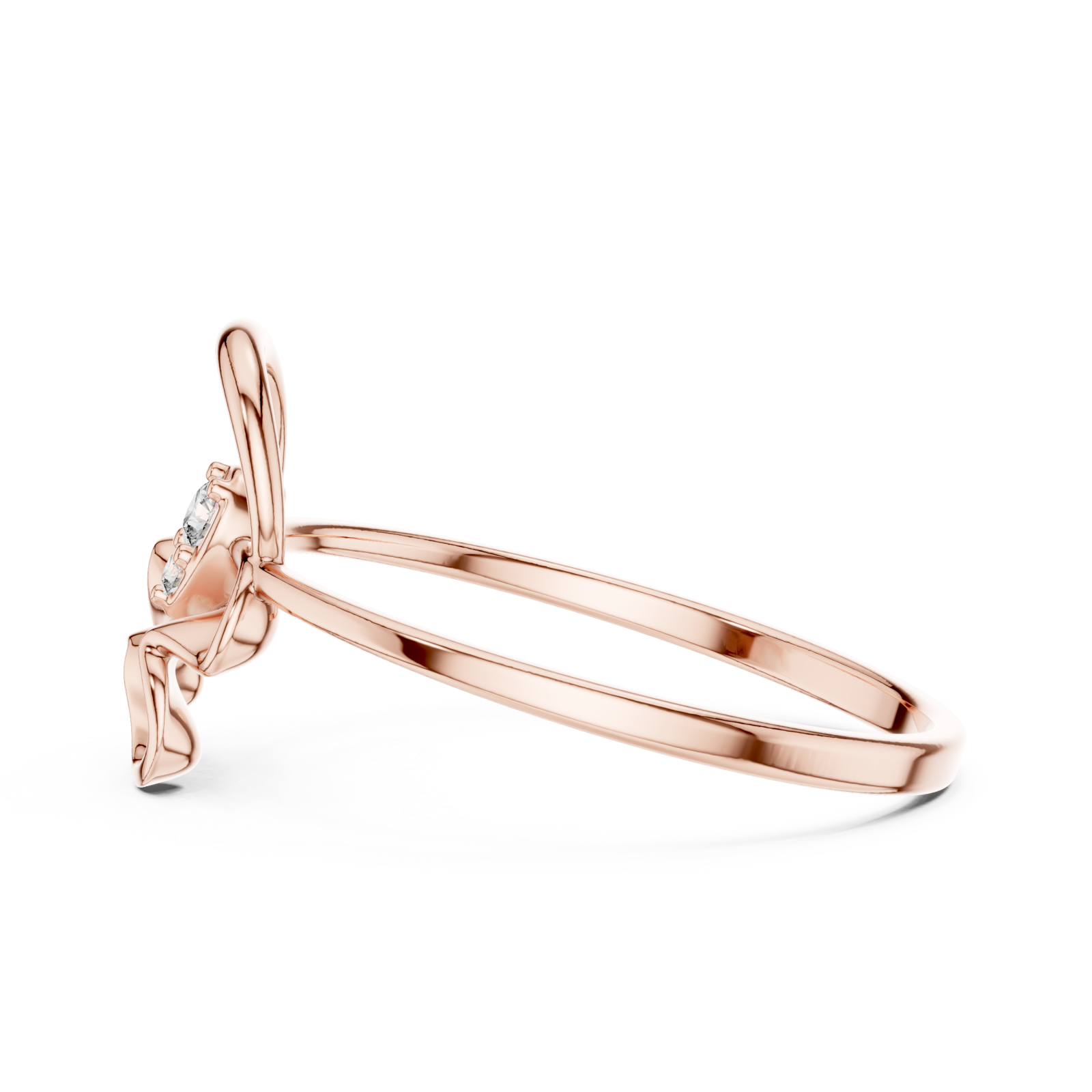  Rose Gold Serene Loop Accent Promise Ring Side View