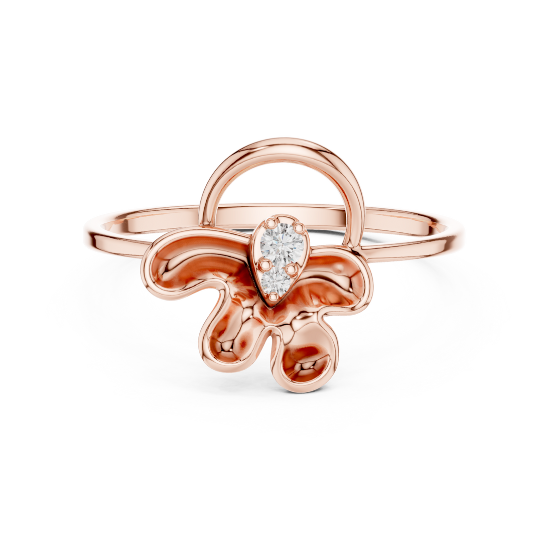  Rose Gold Serene Loop Accent Promise Ring Right View