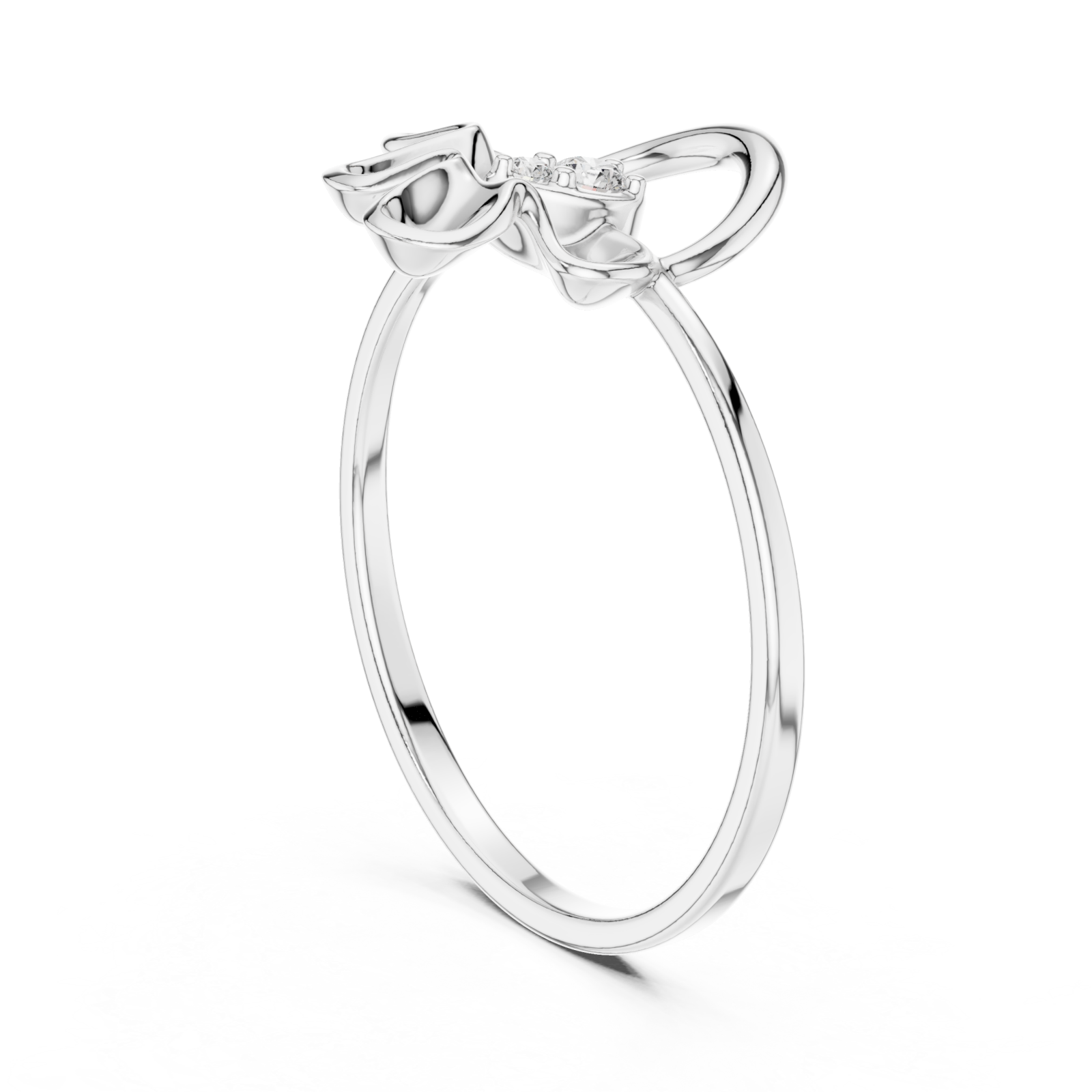  White Gold Serene Loop Accent Promise Ring Left View