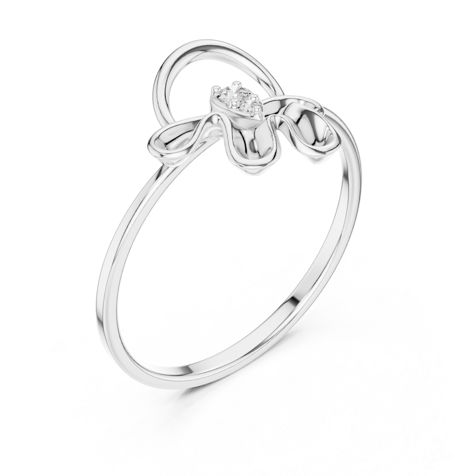  White Gold Serene Loop Accent Promise Ring Right View