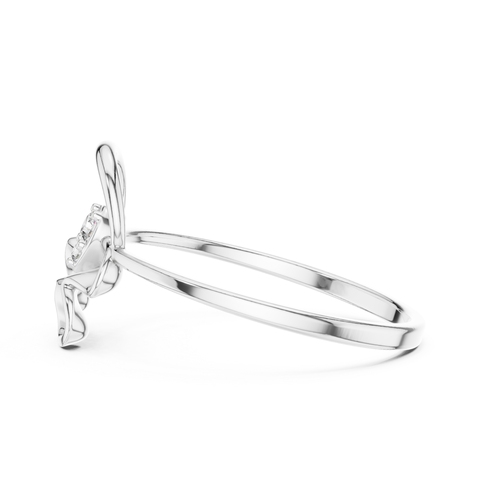  White Gold Serene Loop Accent Promise Ring Side View