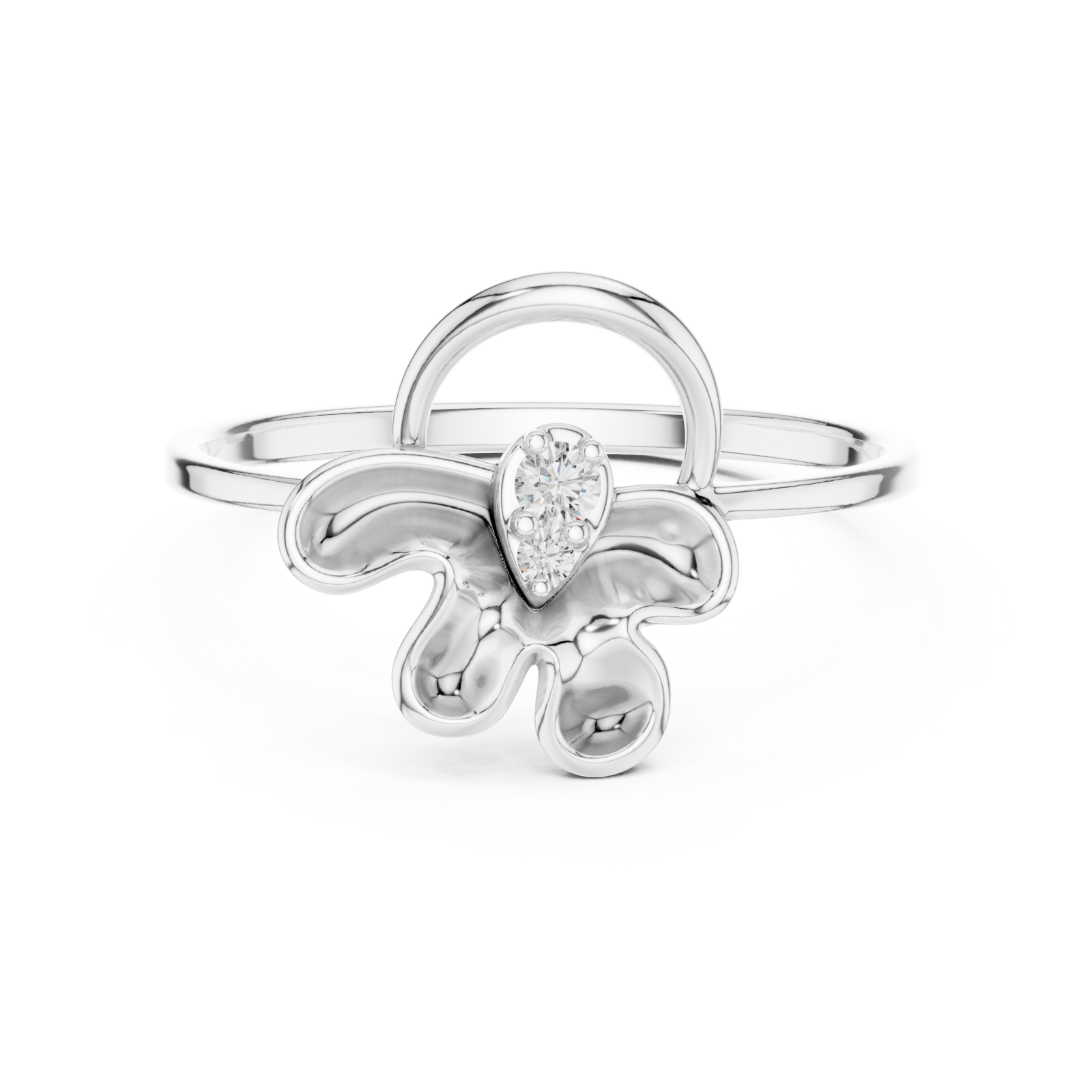  White Gold Serene Loop Accent Promise Ring Front View