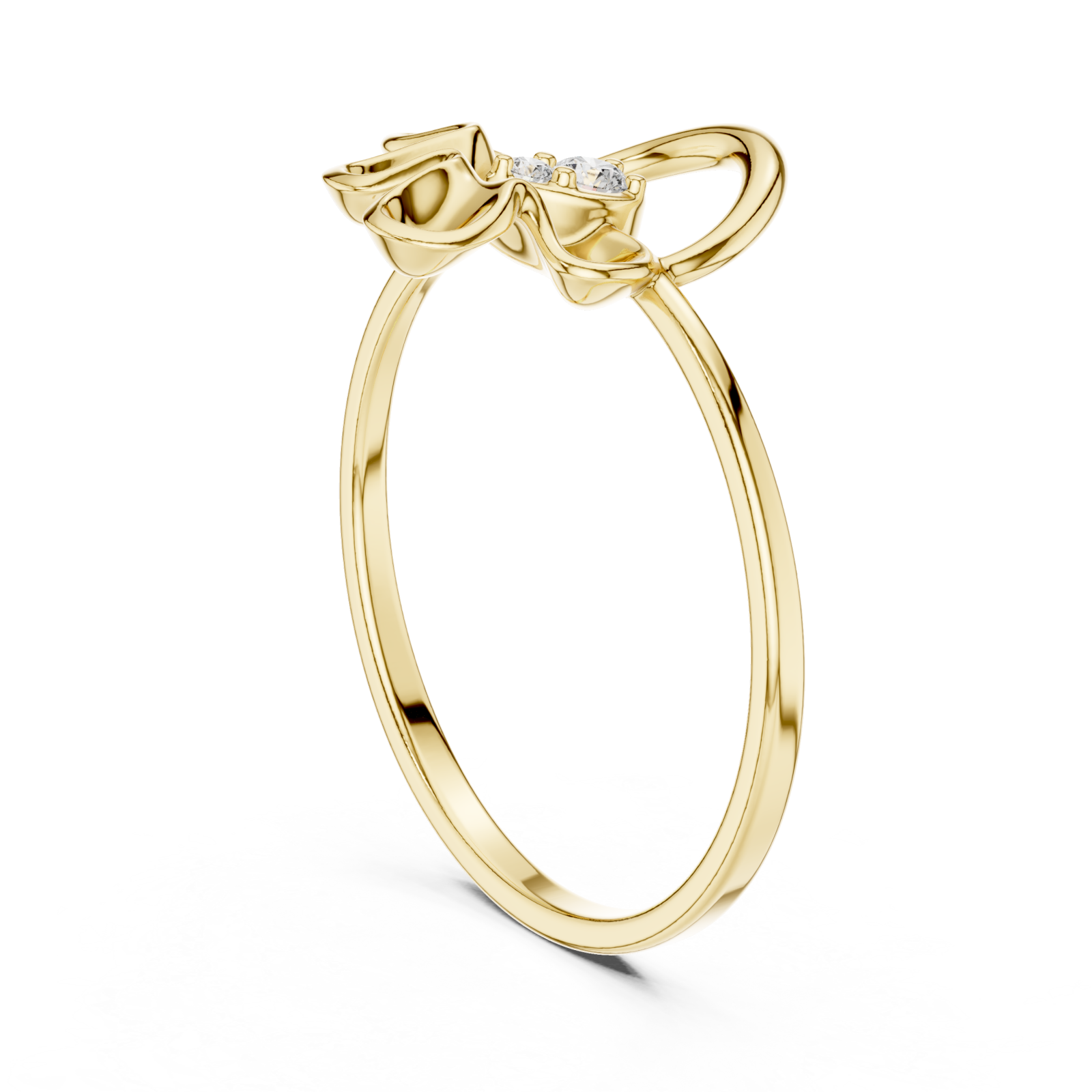  Gold Serene Loop Accent Promise Ring Left View