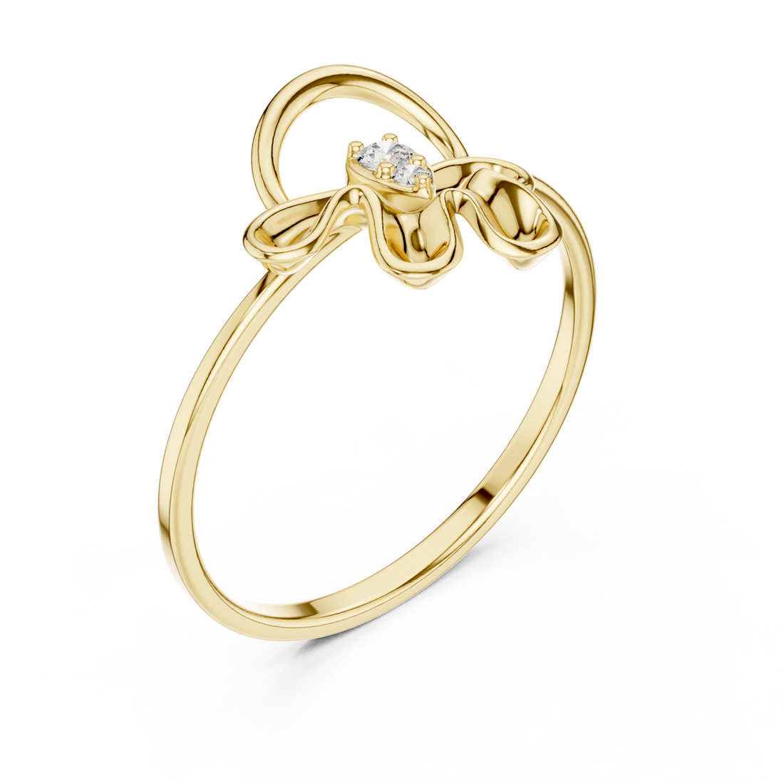 Gold Serene Loop Accent Promise Ring Right View