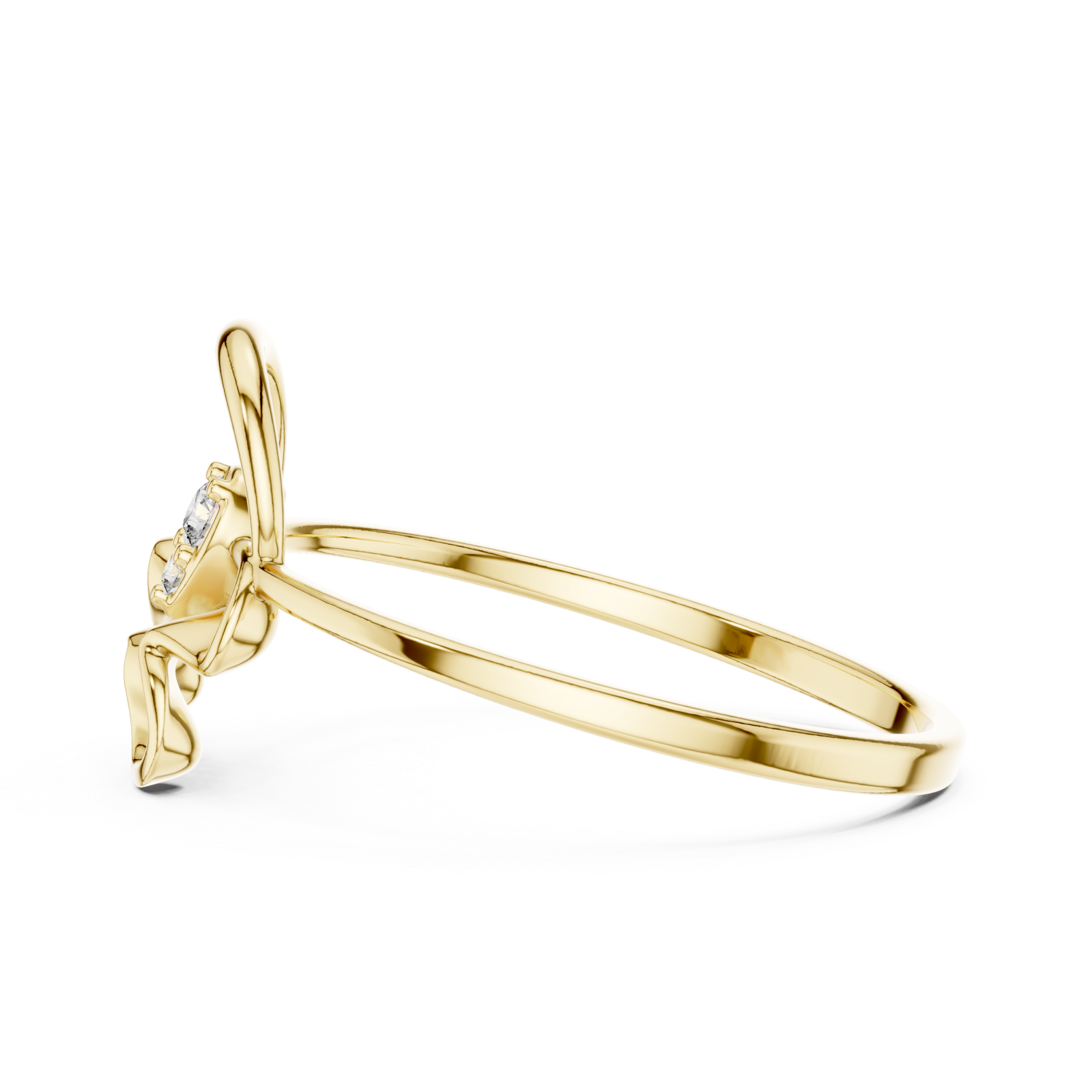  Gold Serene Loop Accent Promise Ring Side View