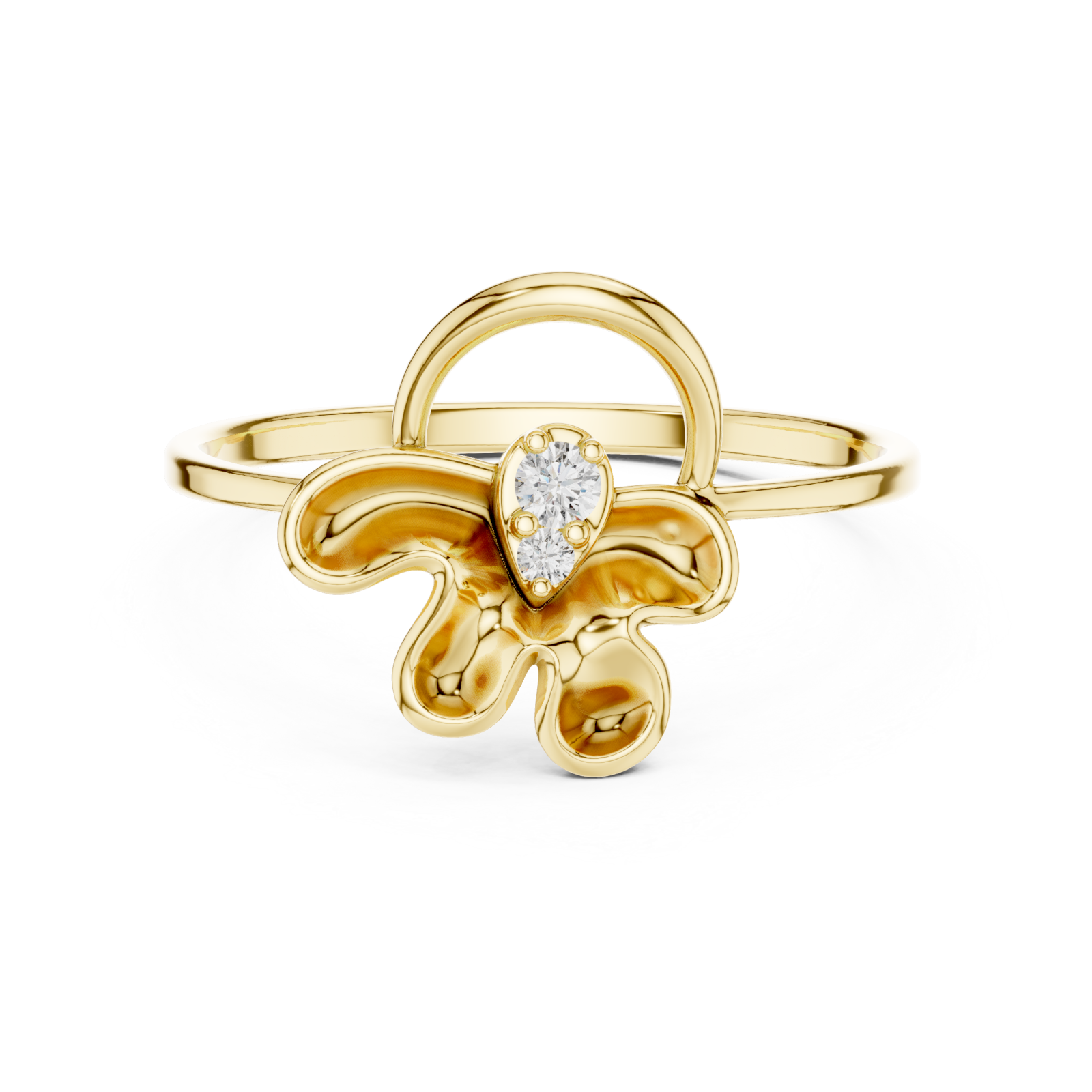  Gold Serene Loop Accent Promise Ring Front View