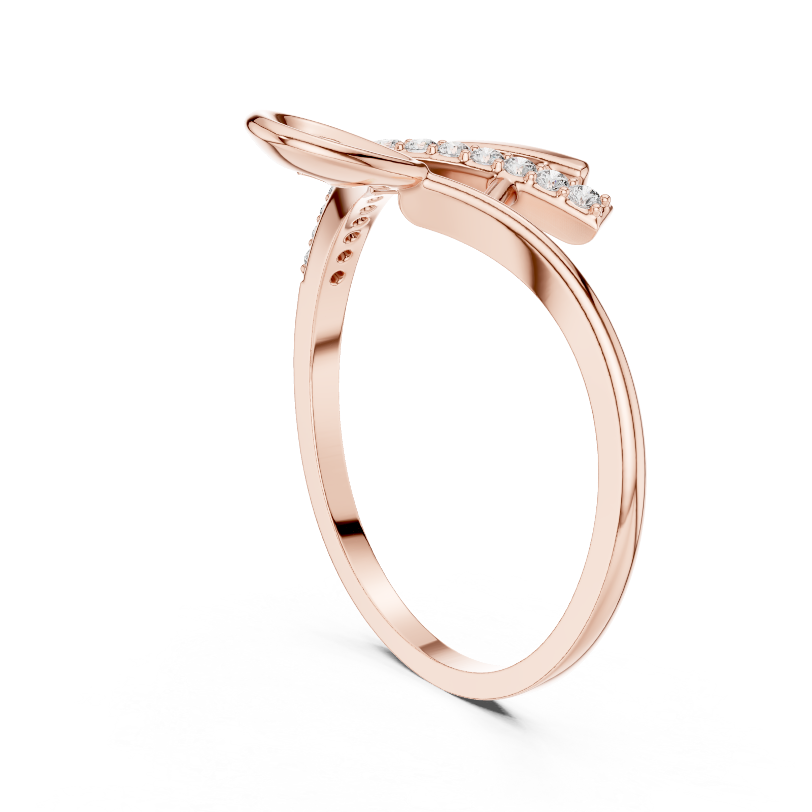  Rose Gold Tranquil Muse Twist Stacking Ring Left View