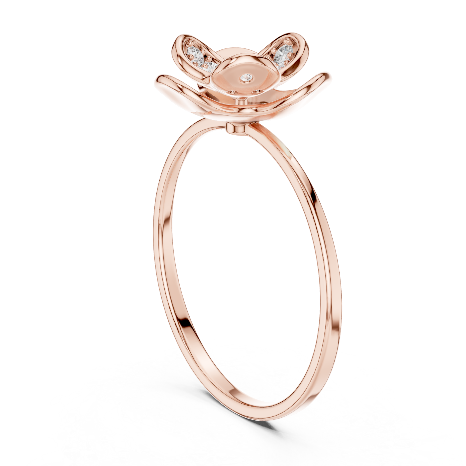  Rose Gold Glowing Muse Floral Inspired Ring Left View