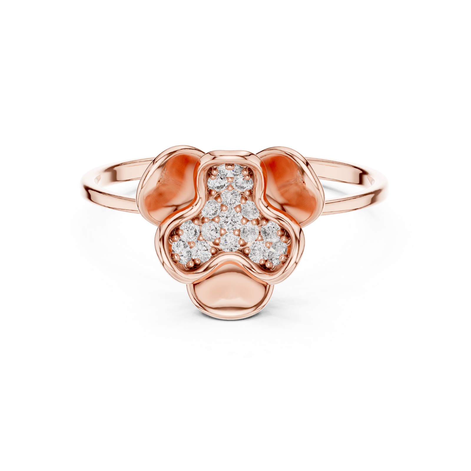  Rose Gold Glowing Muse Floral Inspired Ring Front View