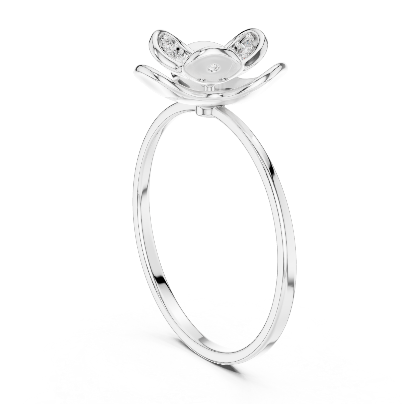  White Gold Glowing Muse Floral Inspired Ring Left View