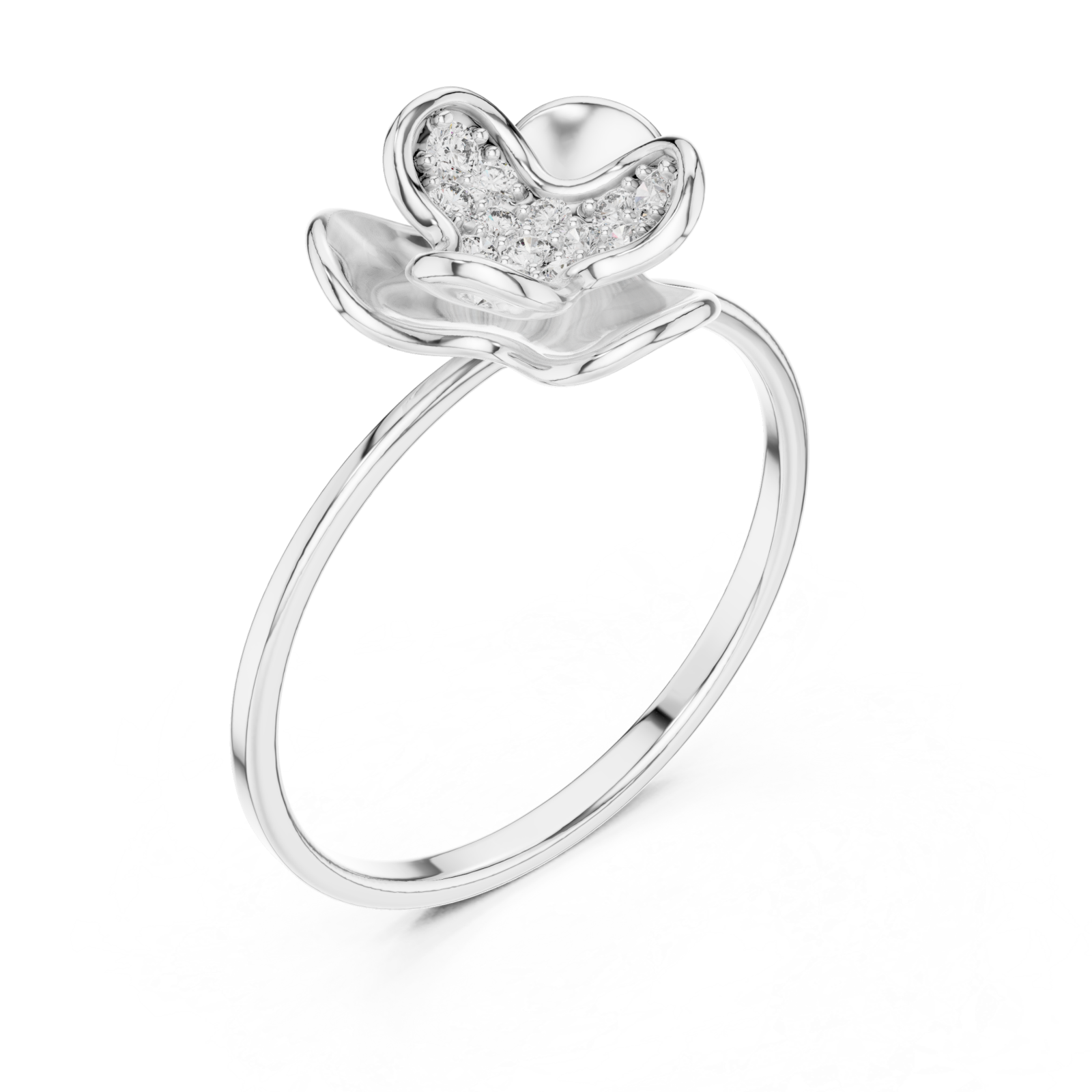  White Gold Glowing Muse Floral Inspired Ring Right View