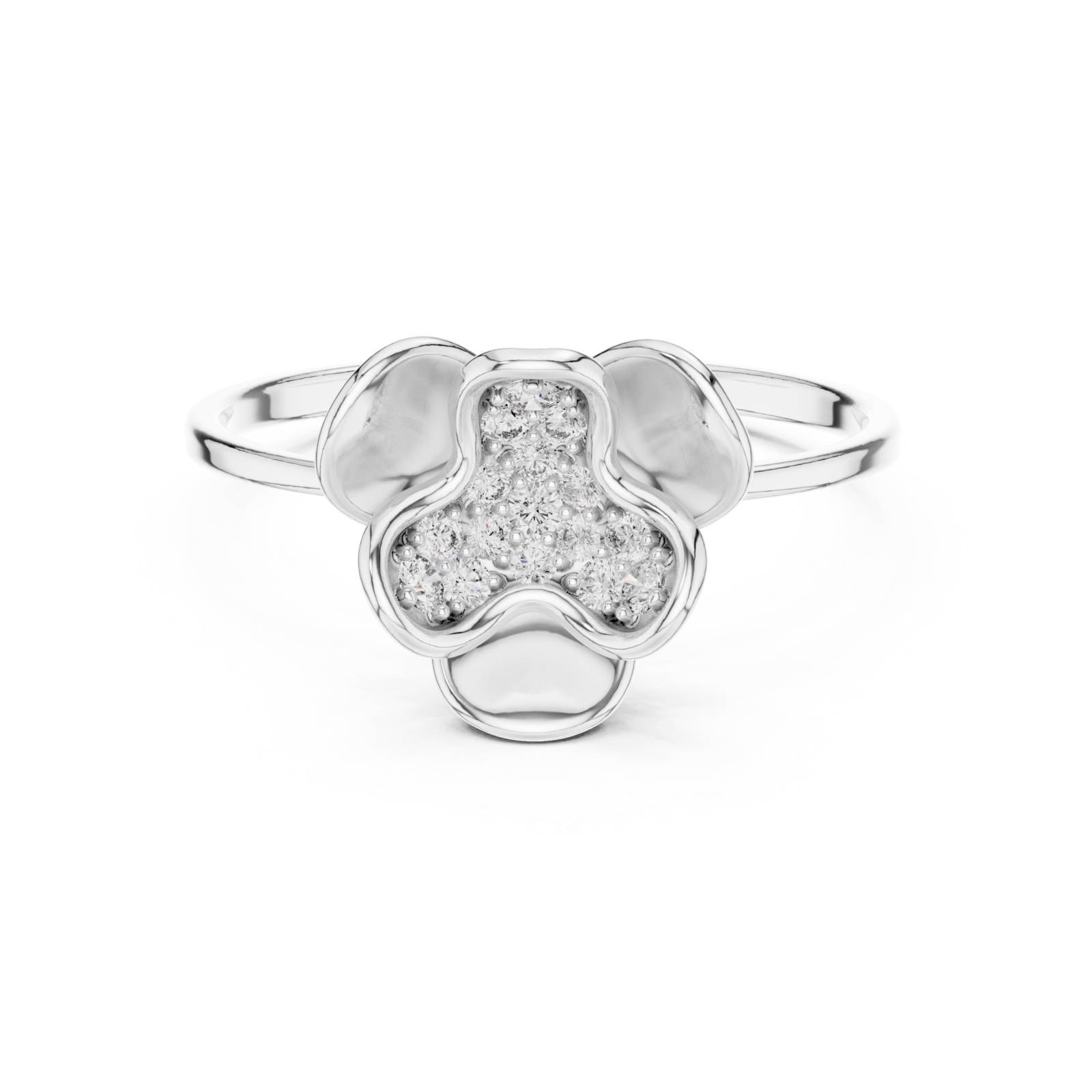  White Gold Glowing Muse Floral Inspired Ring Front View