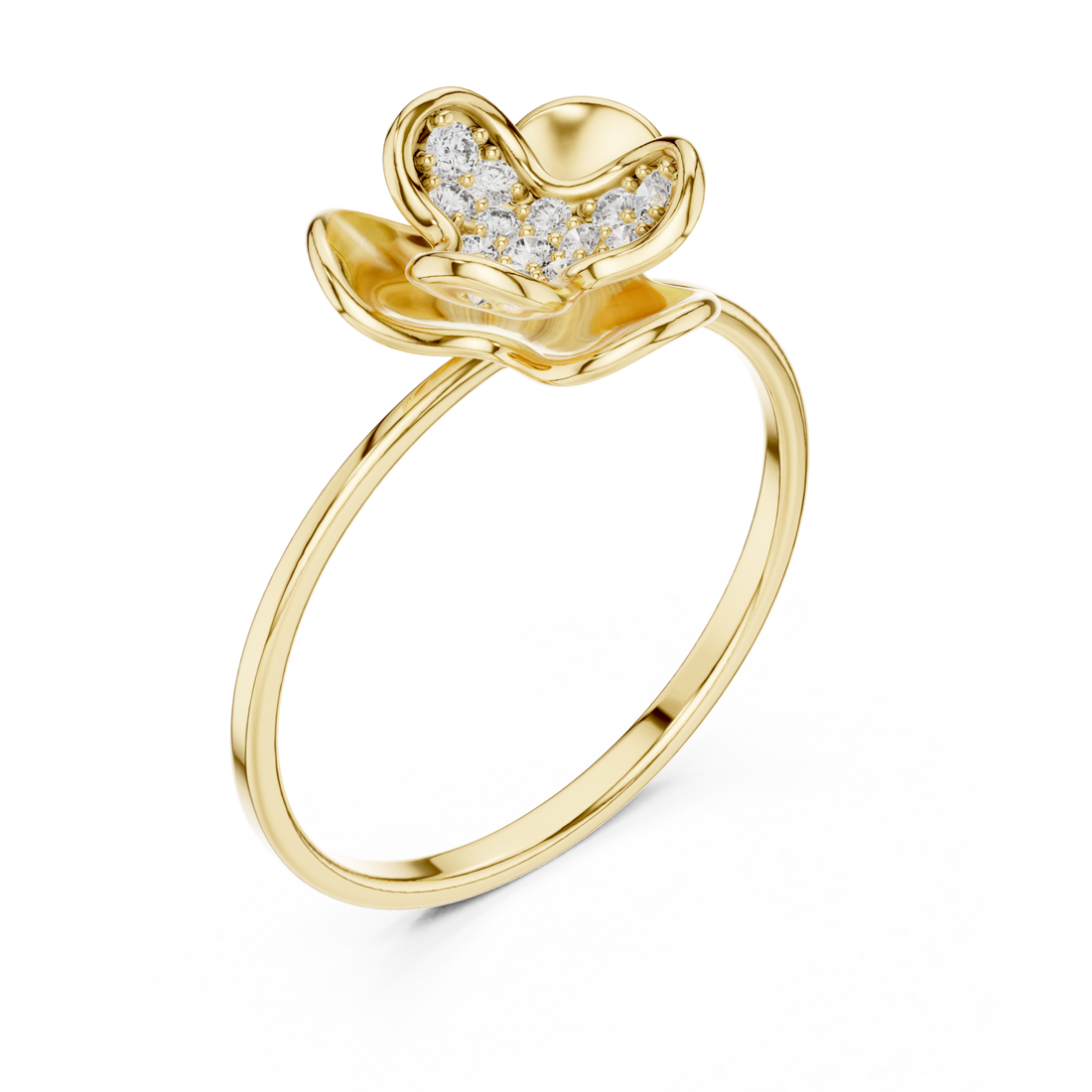 Gold Glowing Muse Floral Inspired Ring Right View