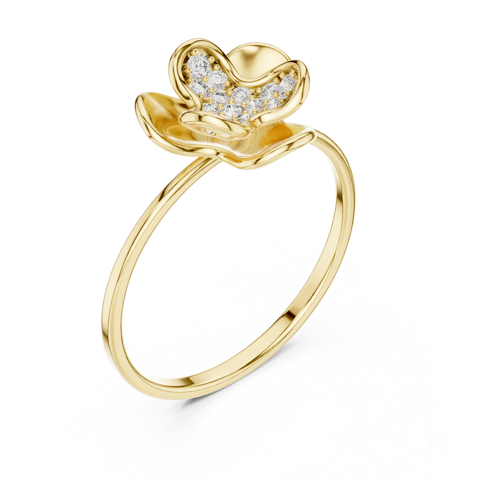 Gold Glowing Muse Floral Inspired Ring Right View