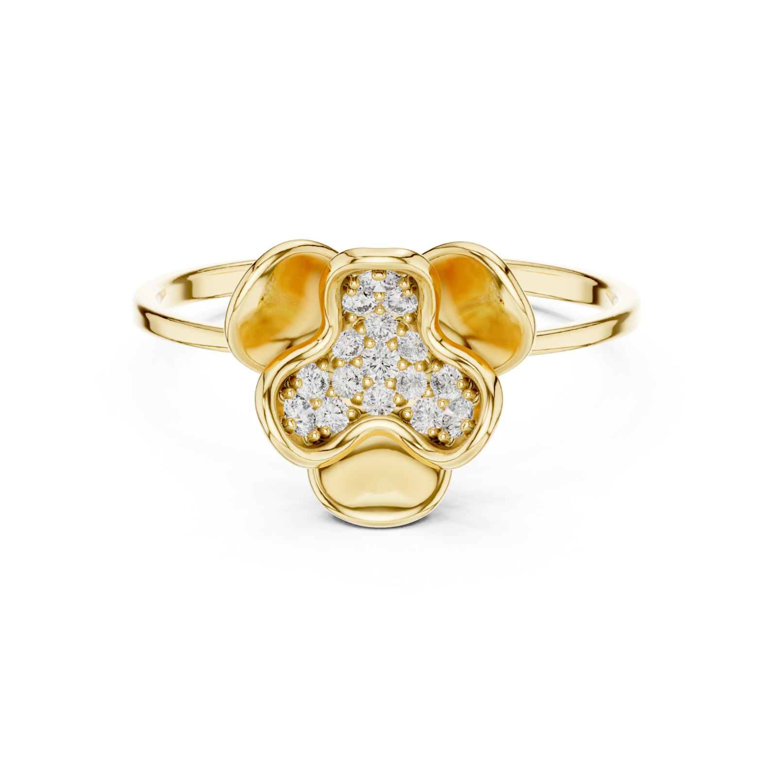 Gold Glowing Muse Floral Inspired Ring Front View