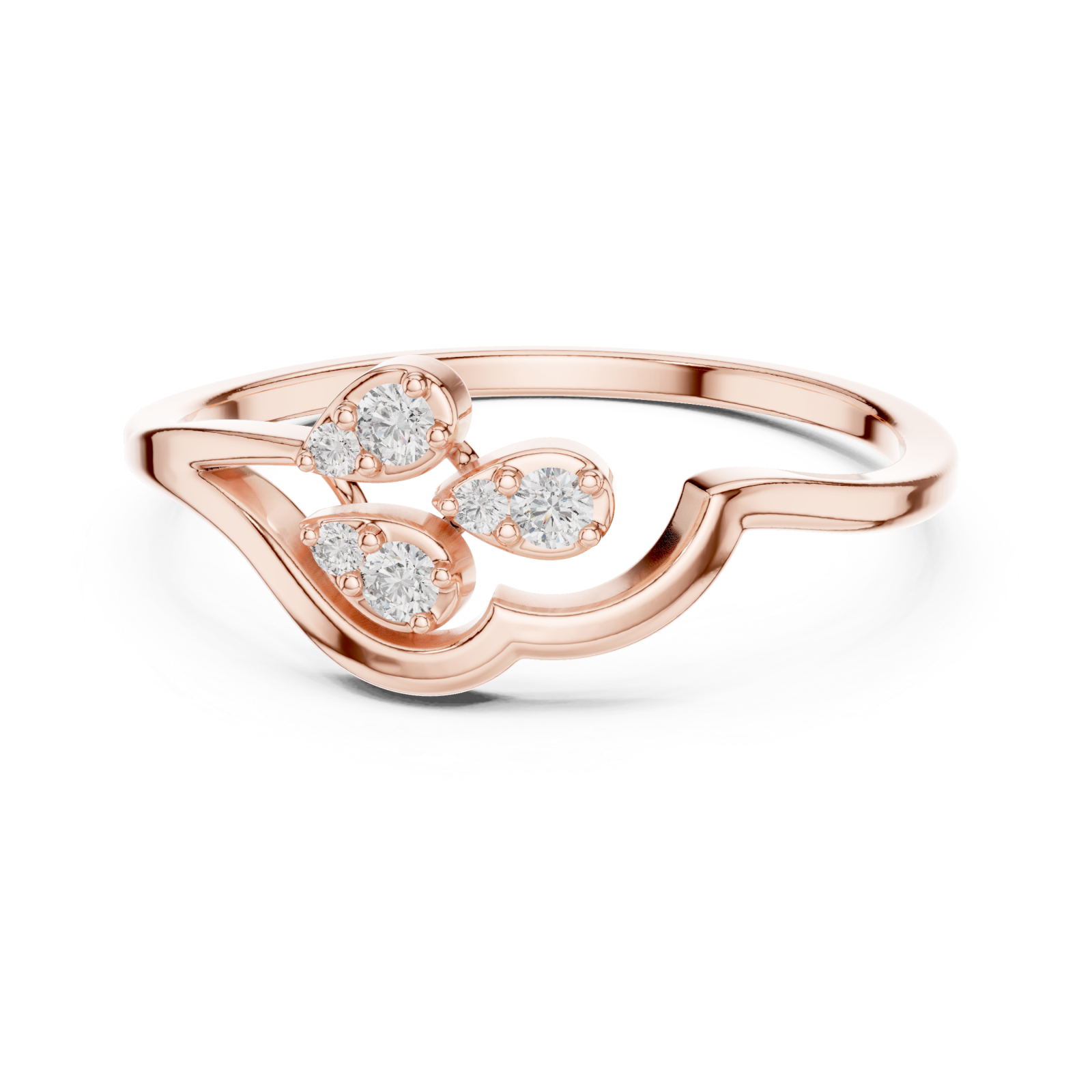  Rose Gold Whimsical Elegance Bloom Cluster Ring Front View