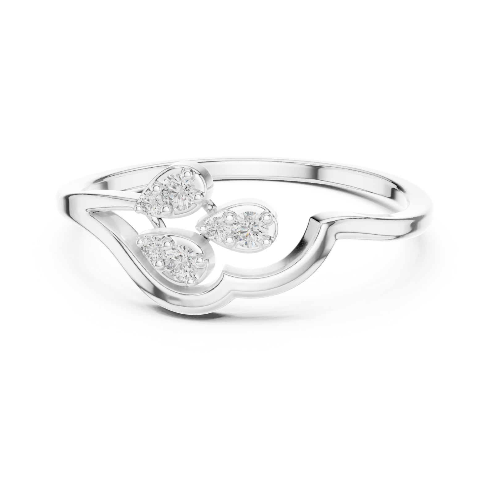  White Gold Whimsical Elegance Bloom Cluster Ring Front View