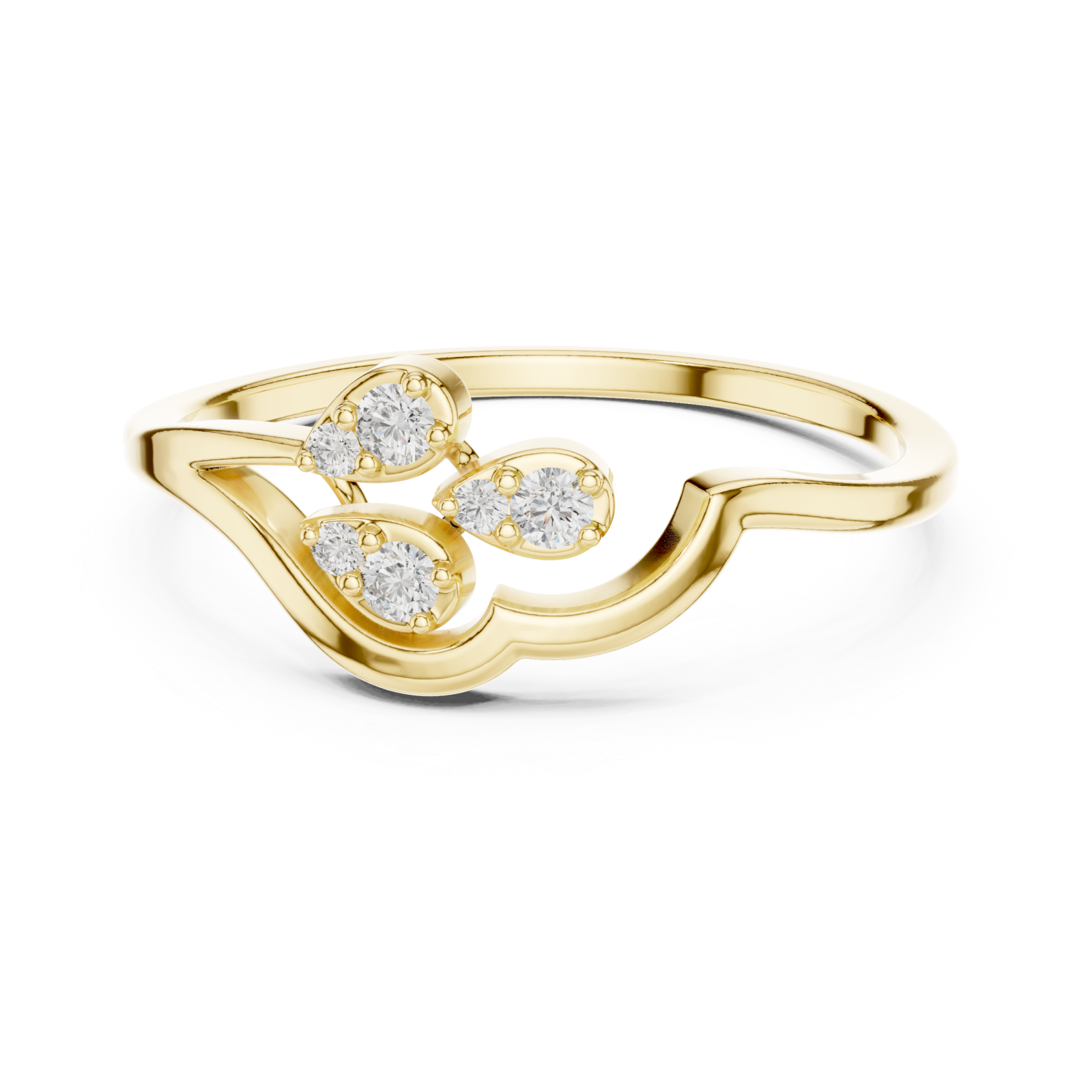  Gold Whimsical Elegance Bloom Cluster Ring Front View