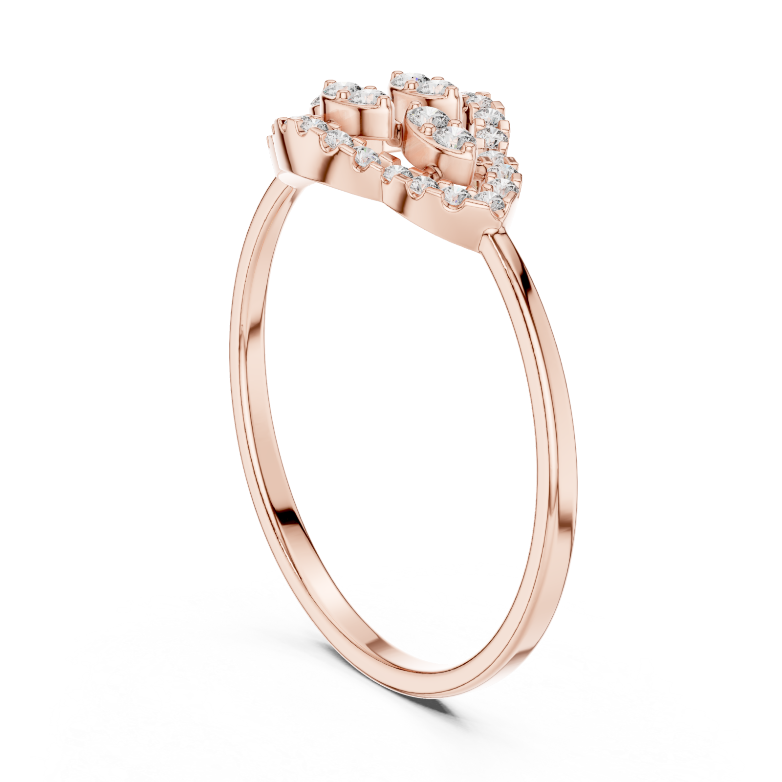  Rose Gold Enchanted Leaf Spiral Statement Ring Left View