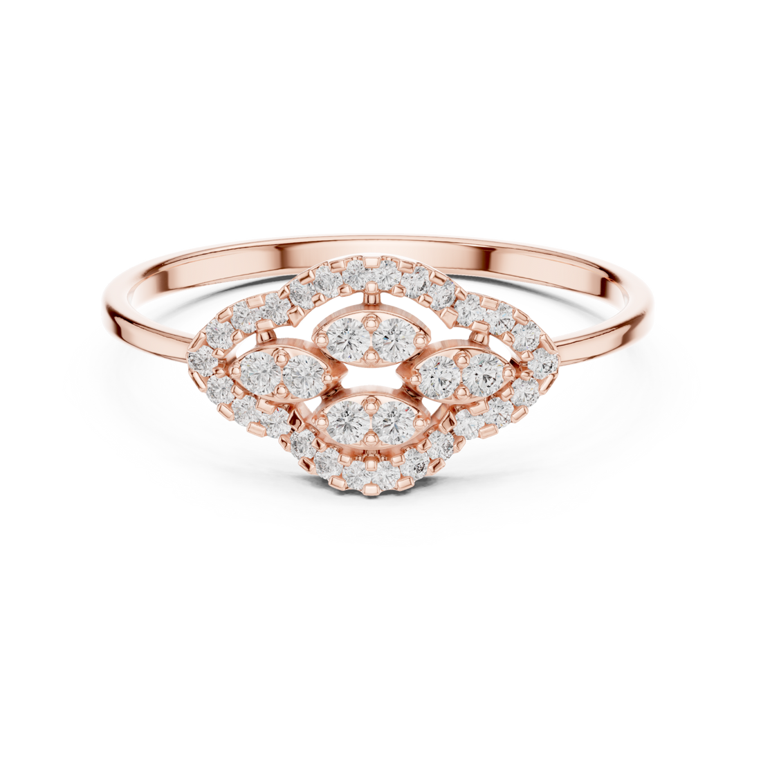  Rose Gold Enchanted Leaf Spiral Statement Ring Right View