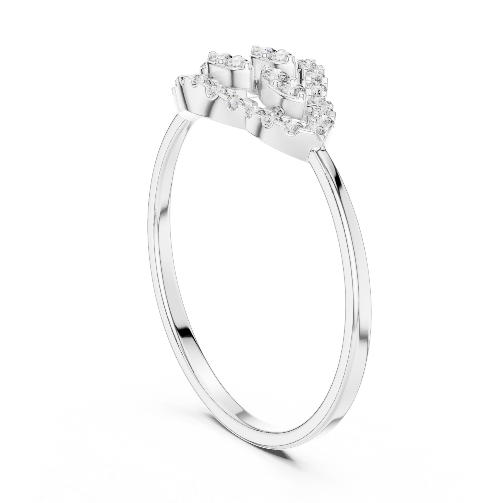  White Gold Enchanted Leaf Spiral Statement Ring Left View