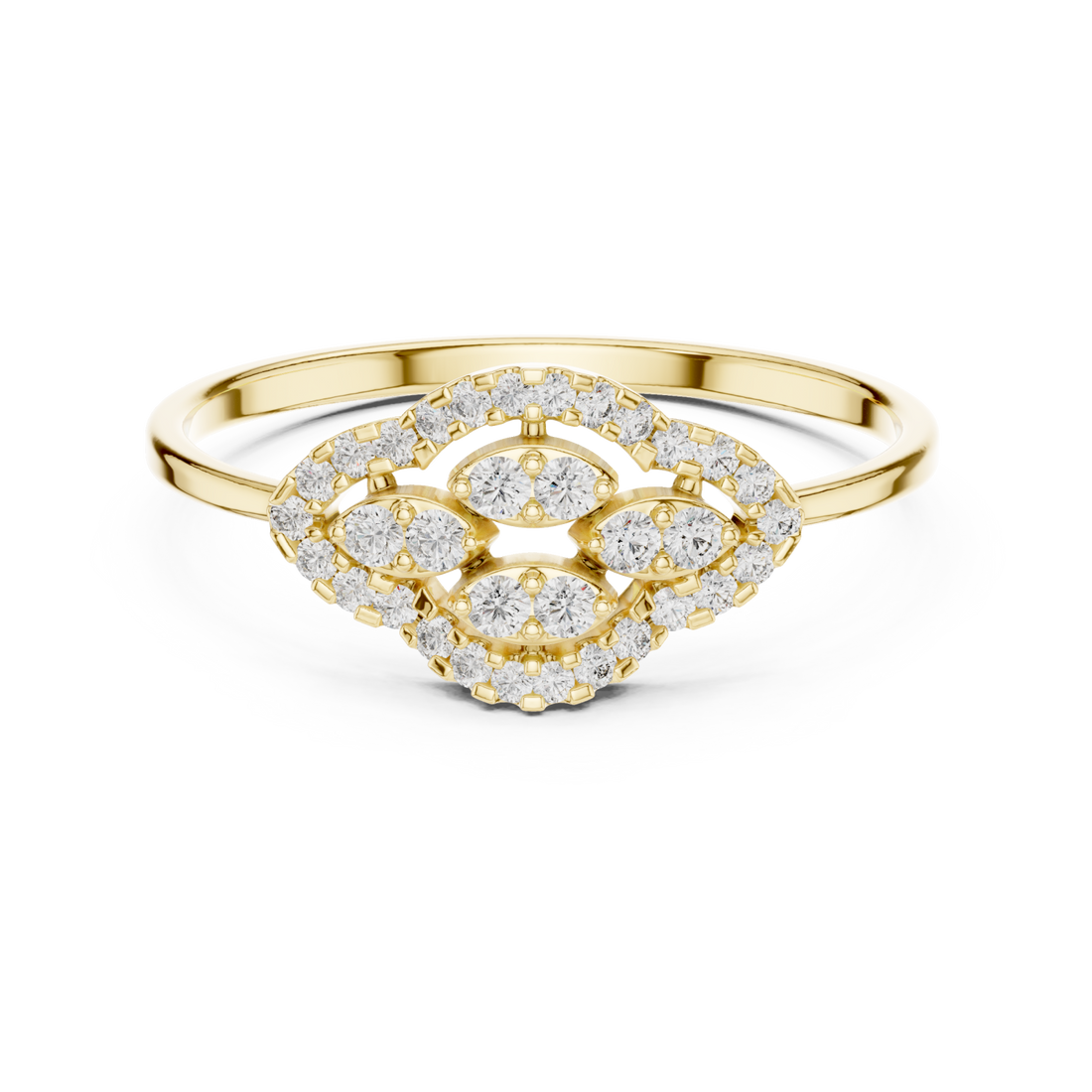 Gold Enchanted Leaf Spiral Statement Ring Right View