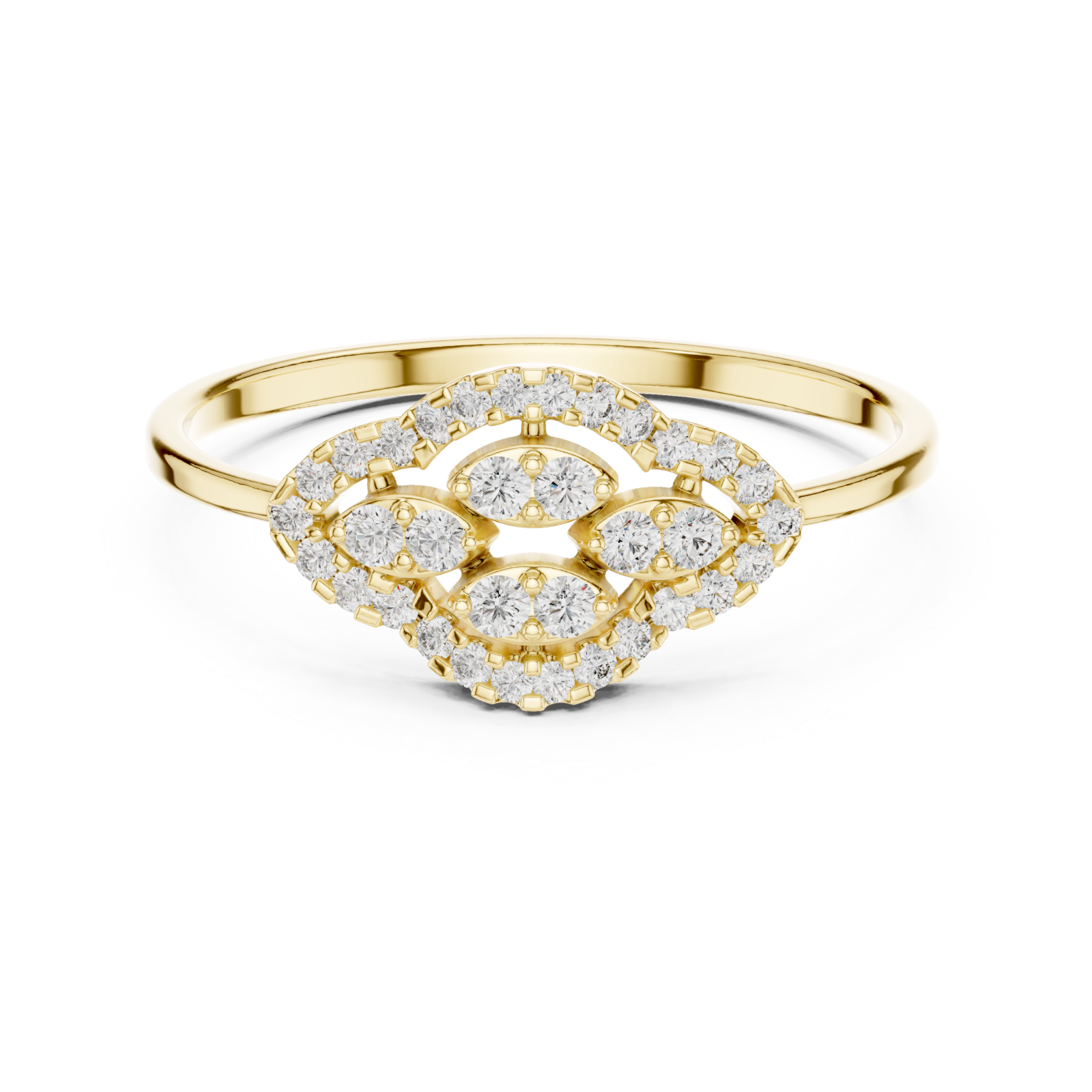  Gold Enchanted Leaf Spiral Statement Ring Front View