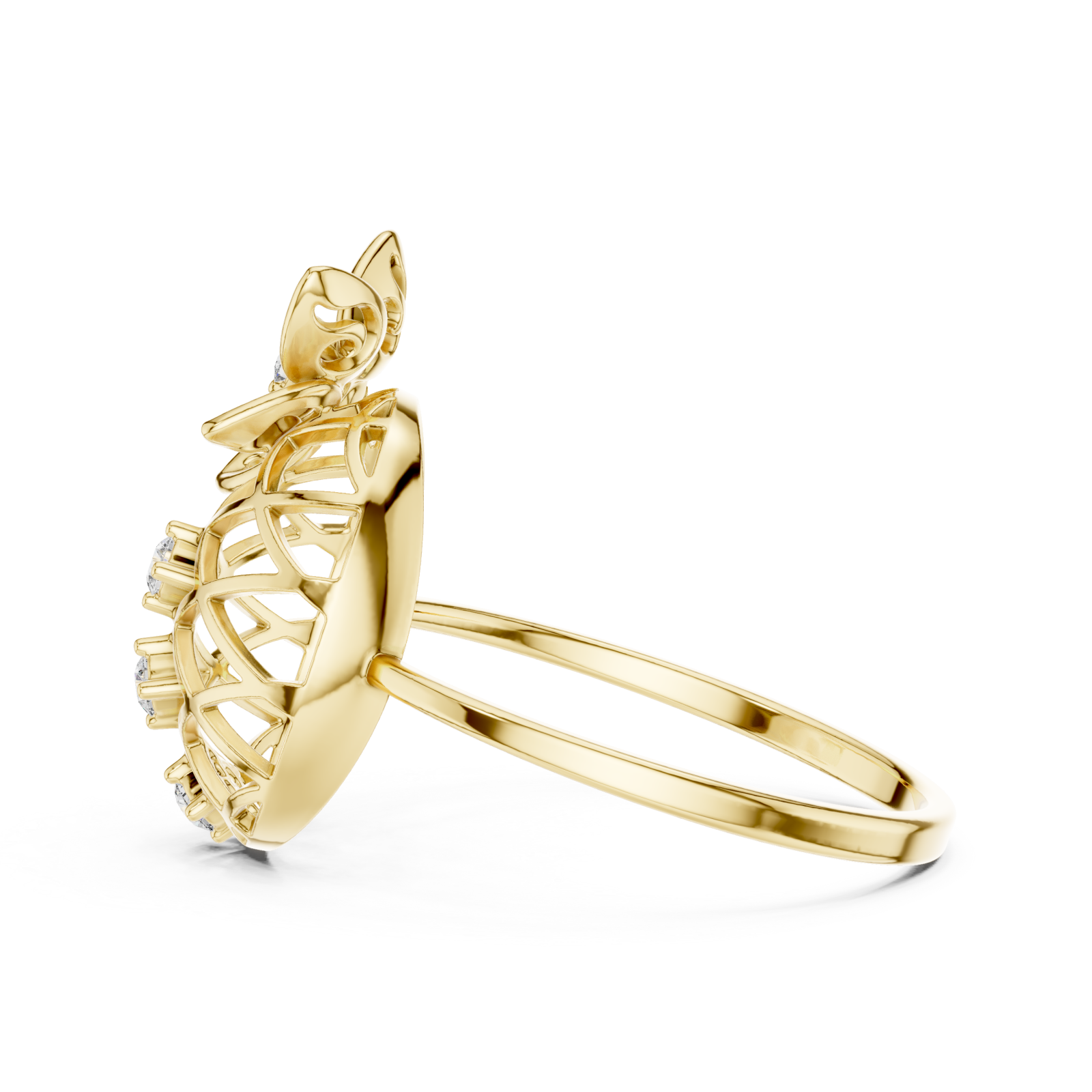  Gold Radiant Lattice Orchard Cocktail Ring Side View
