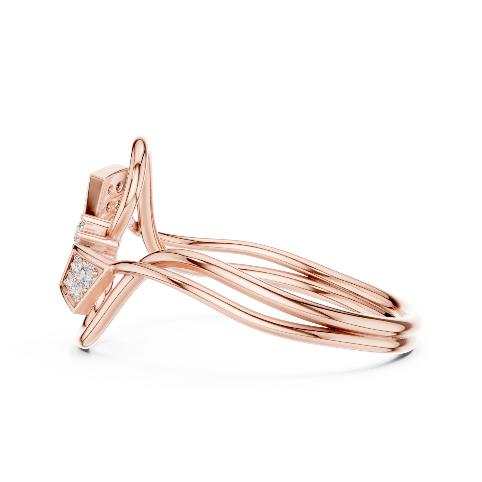  Rose Gold Eternal Linkage Open Embrace Signature Ring Side View