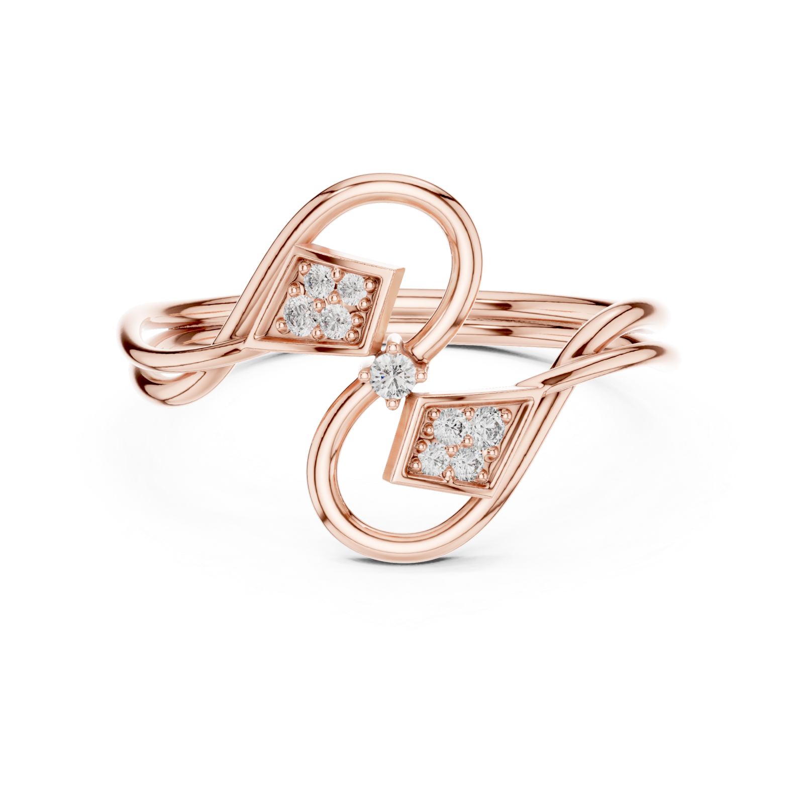  Rose Gold Eternal Linkage Open Embrace Signature Ring Front View