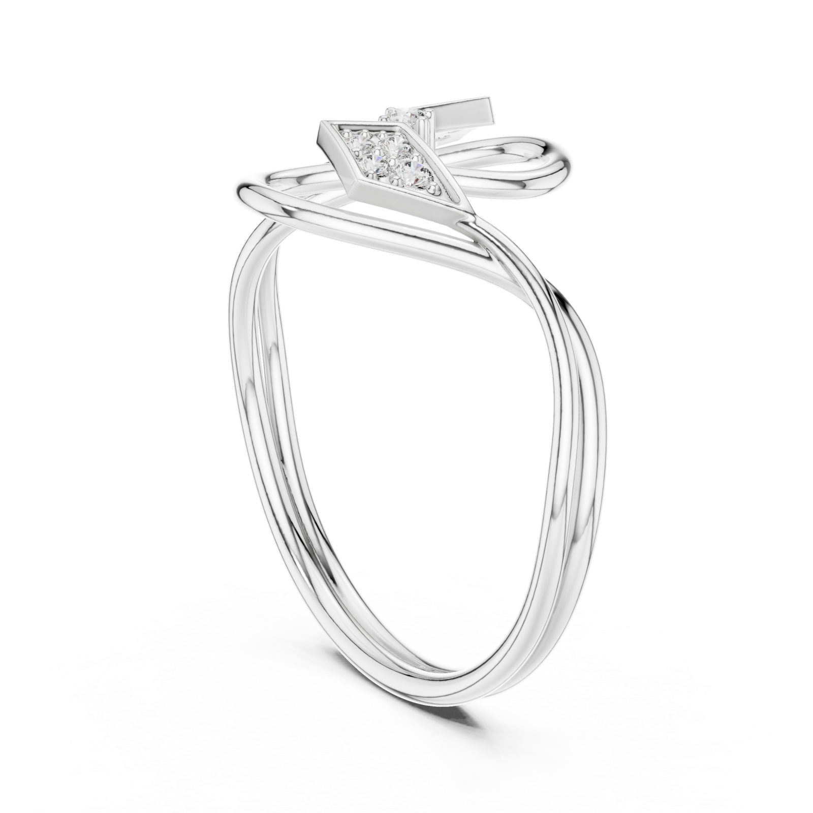  White Gold Eternal Linkage Open Embrace Signature Ring Left View