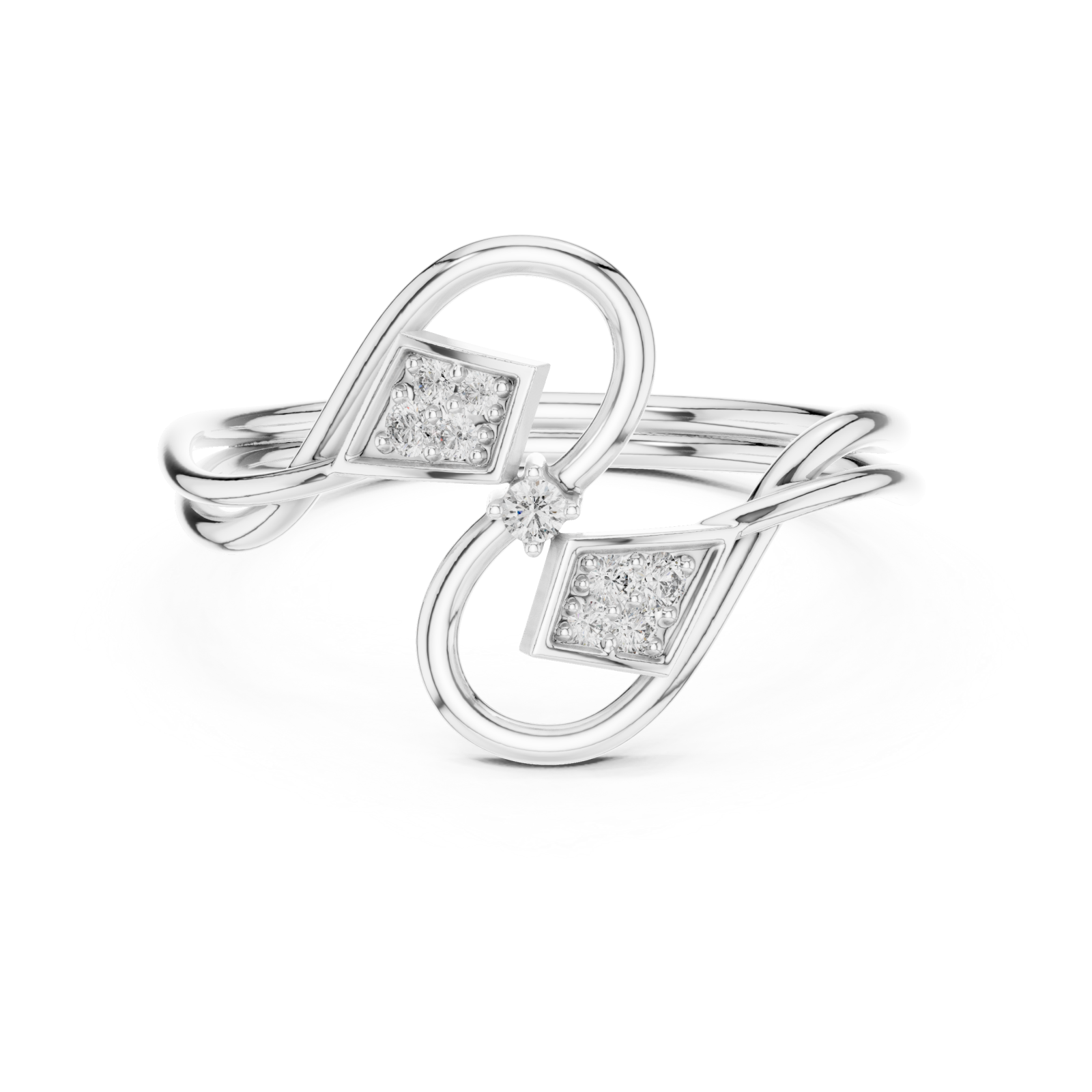  White Gold Eternal Linkage Open Embrace Signature Ring Front View