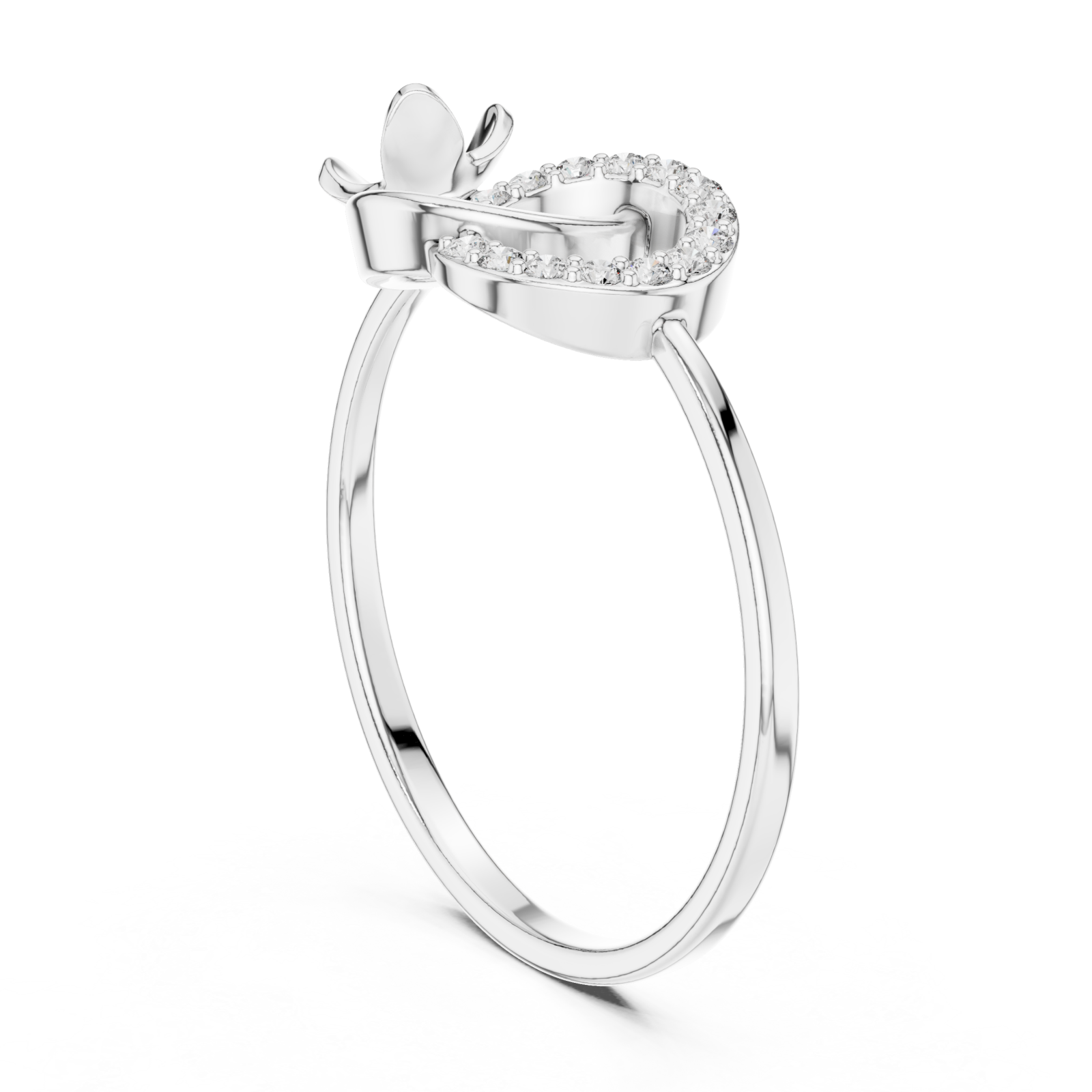  White Gold Petal Embrace Statement Ring Left View
