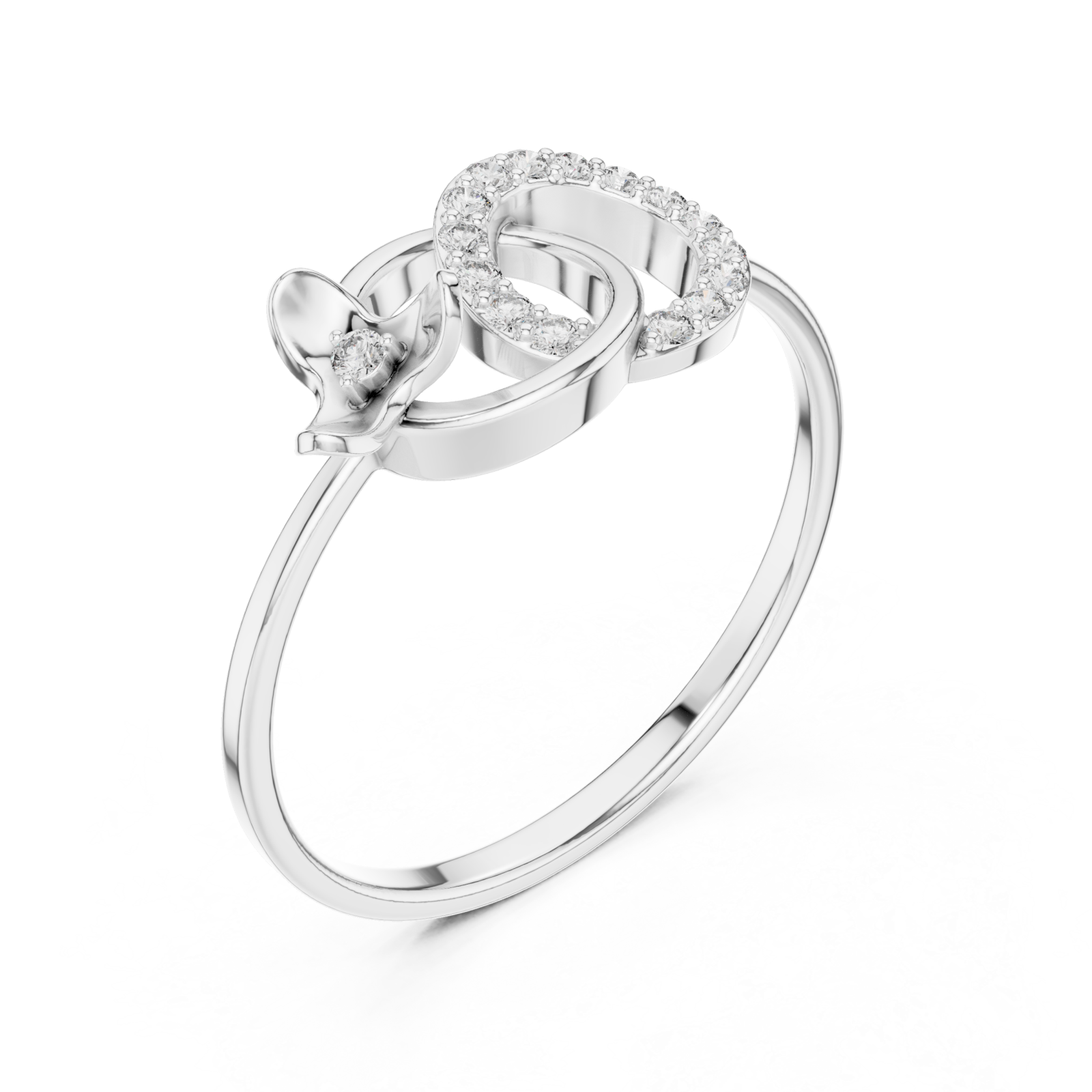  White Gold Petal Embrace Statement Ring Right View