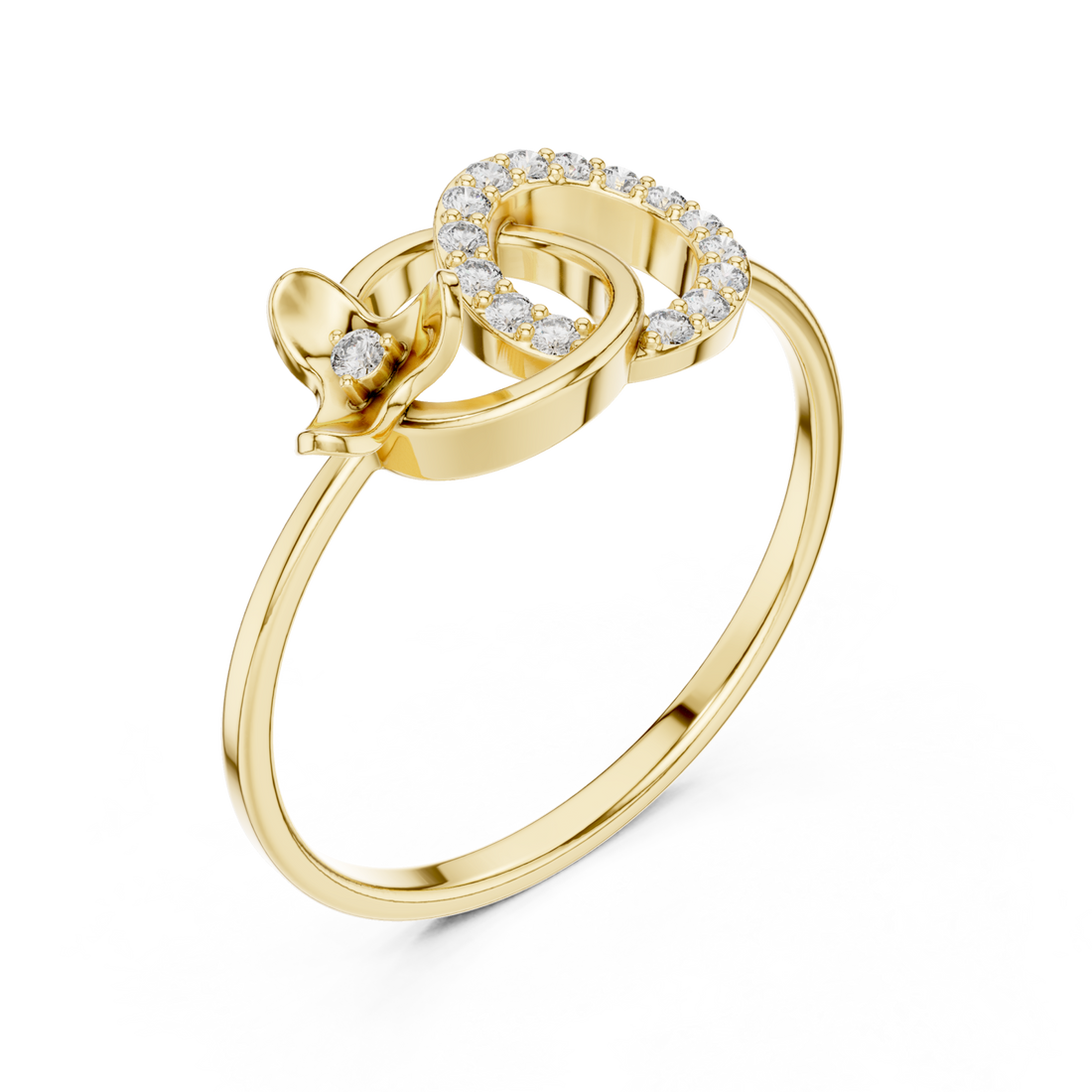 Gold Petal Embrace Statement Ring Right View