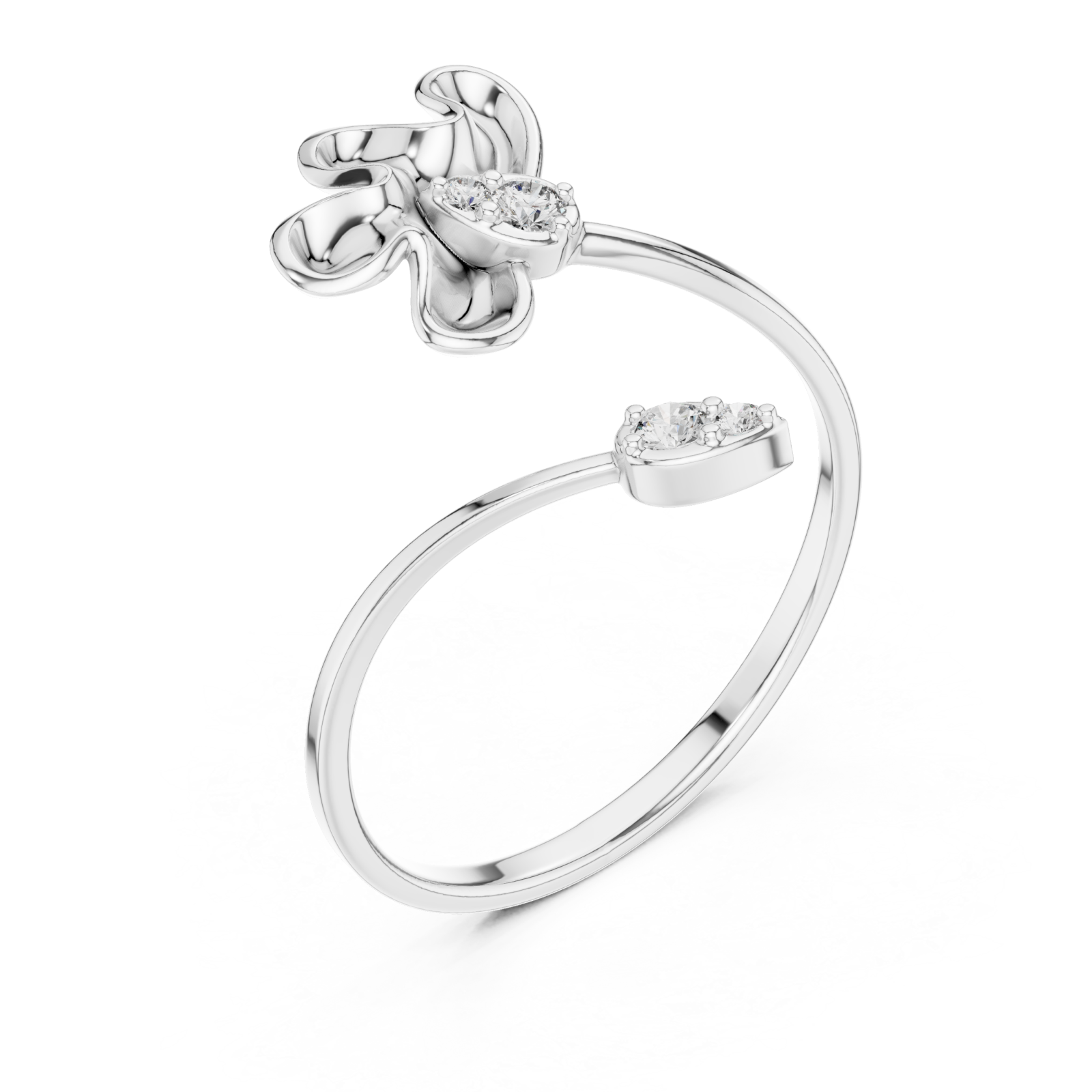  White Gold Eternal Grace Fleur Open Wrap Ring Right View