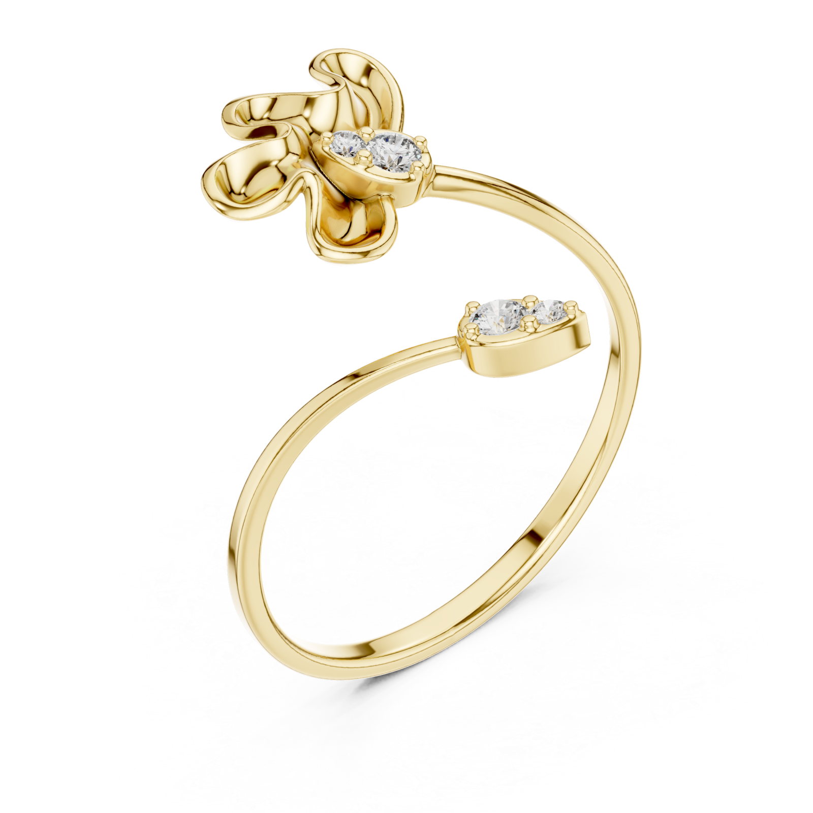 Gold Eternal Grace Fleur Open Wrap Ring Right View