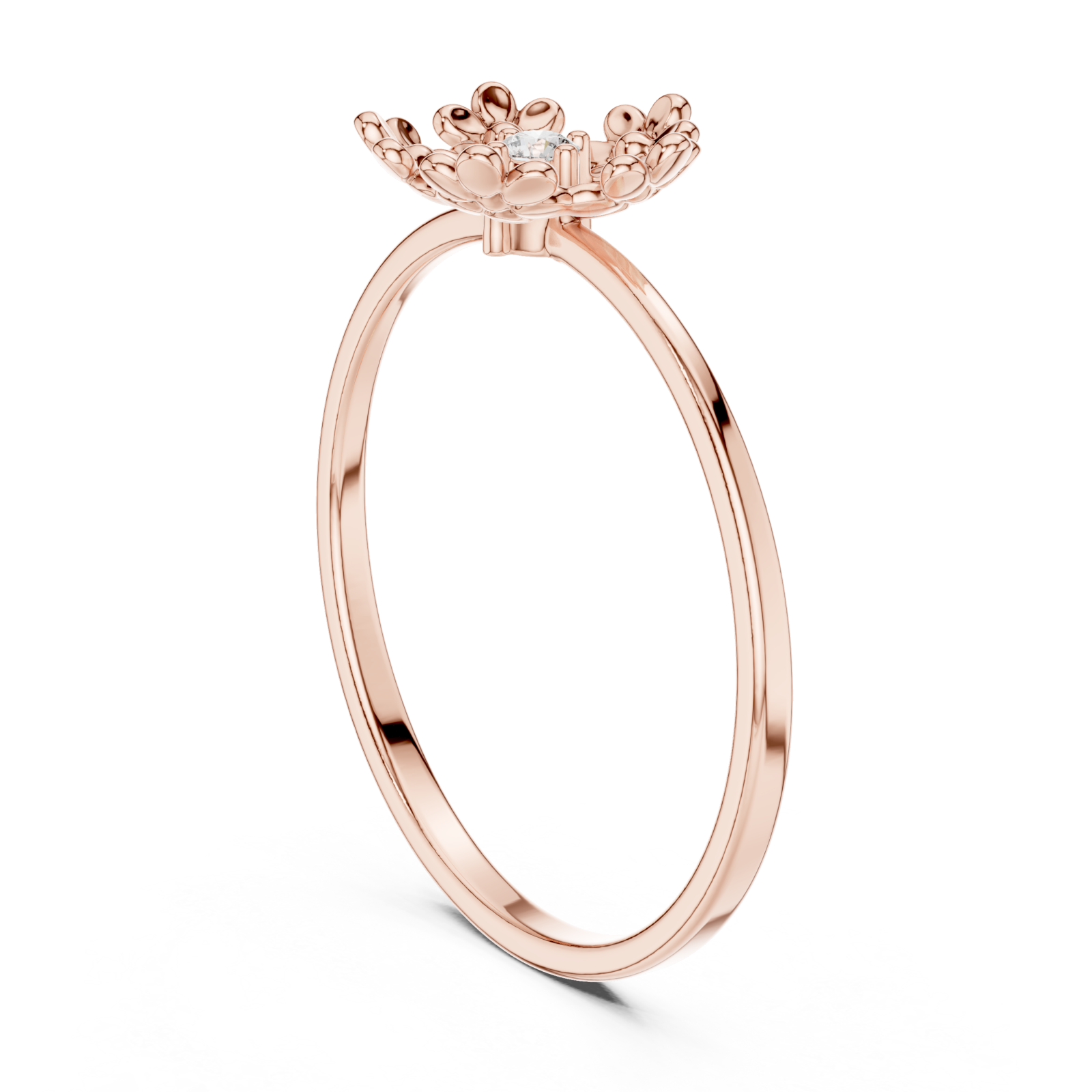  Rose Gold Luminous Regal Garland Solitaire Band Left View